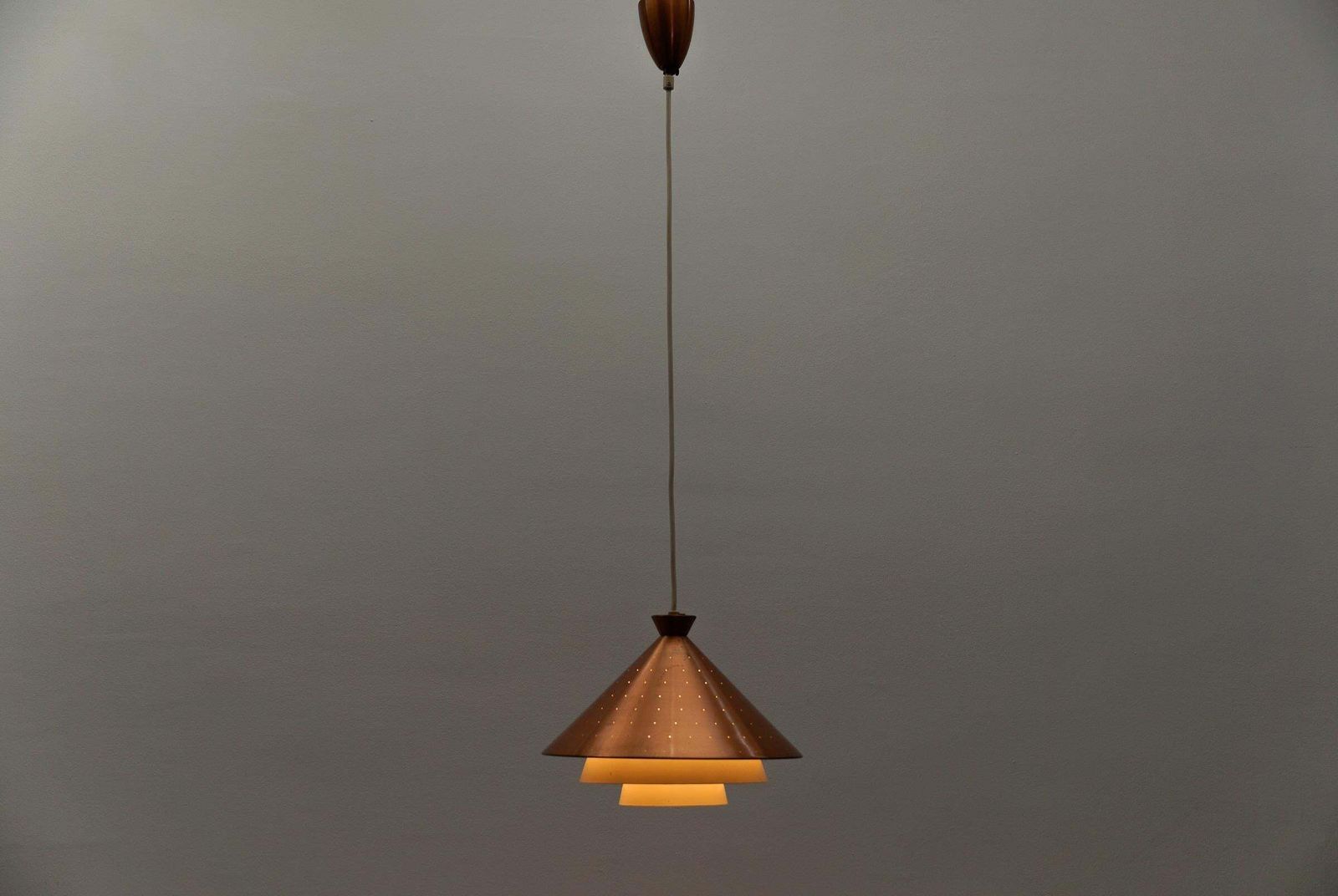 Scandinavian Perforated Copper Mid Century Modern Copper Ceiling Lamp, 1960s photo for sale