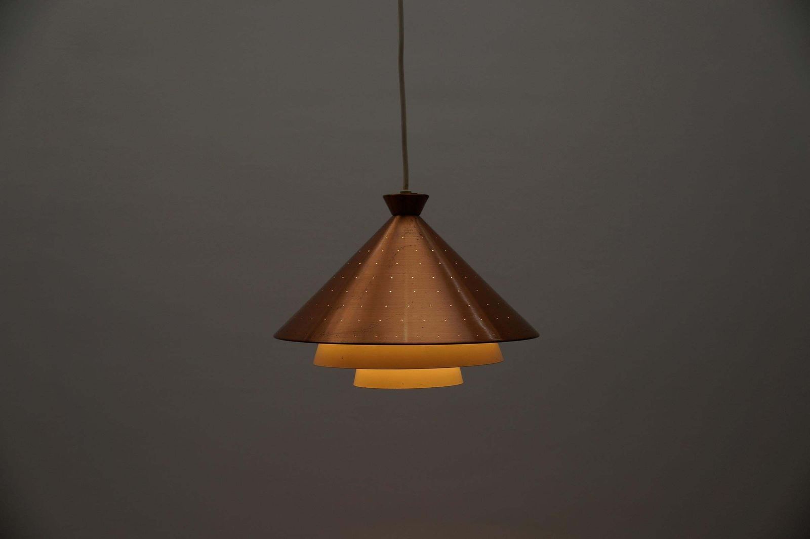 Scandinavian Perforated Copper Mid Century Modern Copper Ceiling Lamp, 1960s photo 637.0