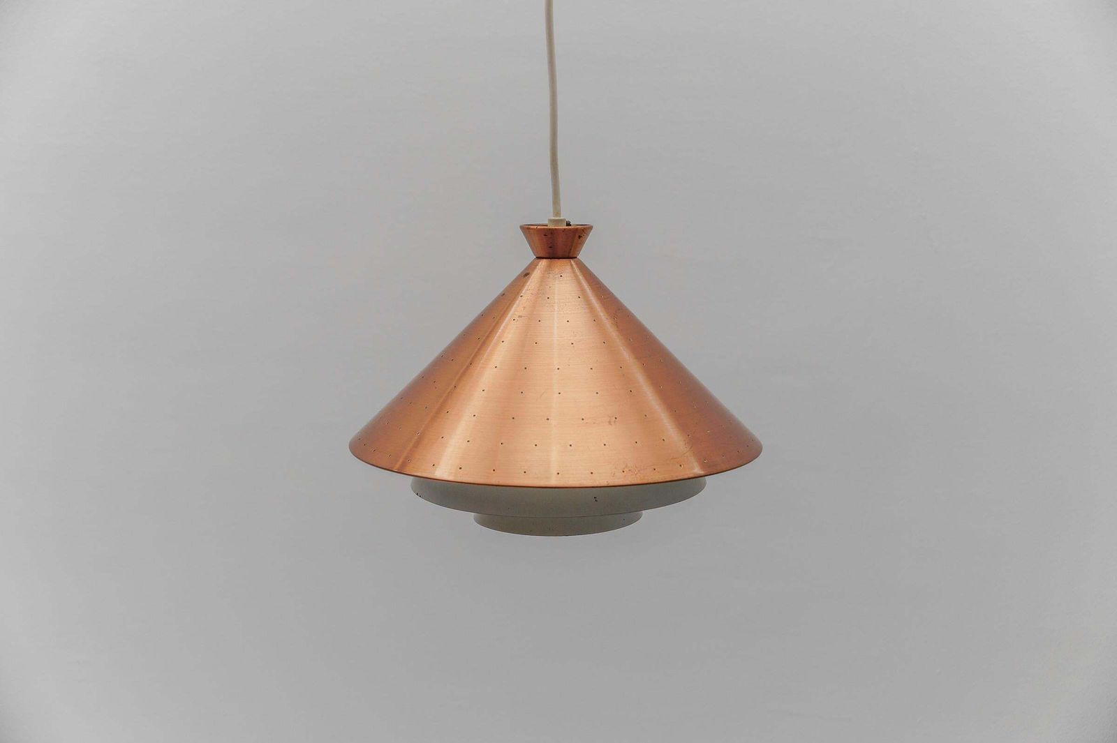 Scandinavian Perforated Copper Mid Century Modern Copper Ceiling Lamp, 1960s photo vinterior
