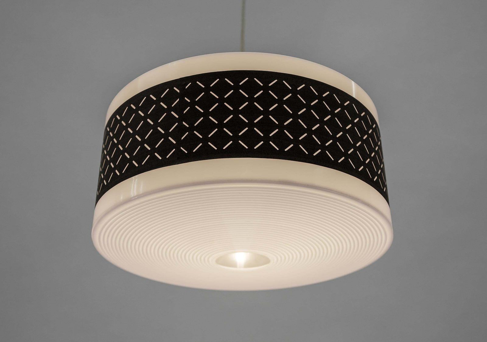 Rare Brown & White Pendant Lamp By Aloys F. Gangkofner For Erco Leuchten photo buy