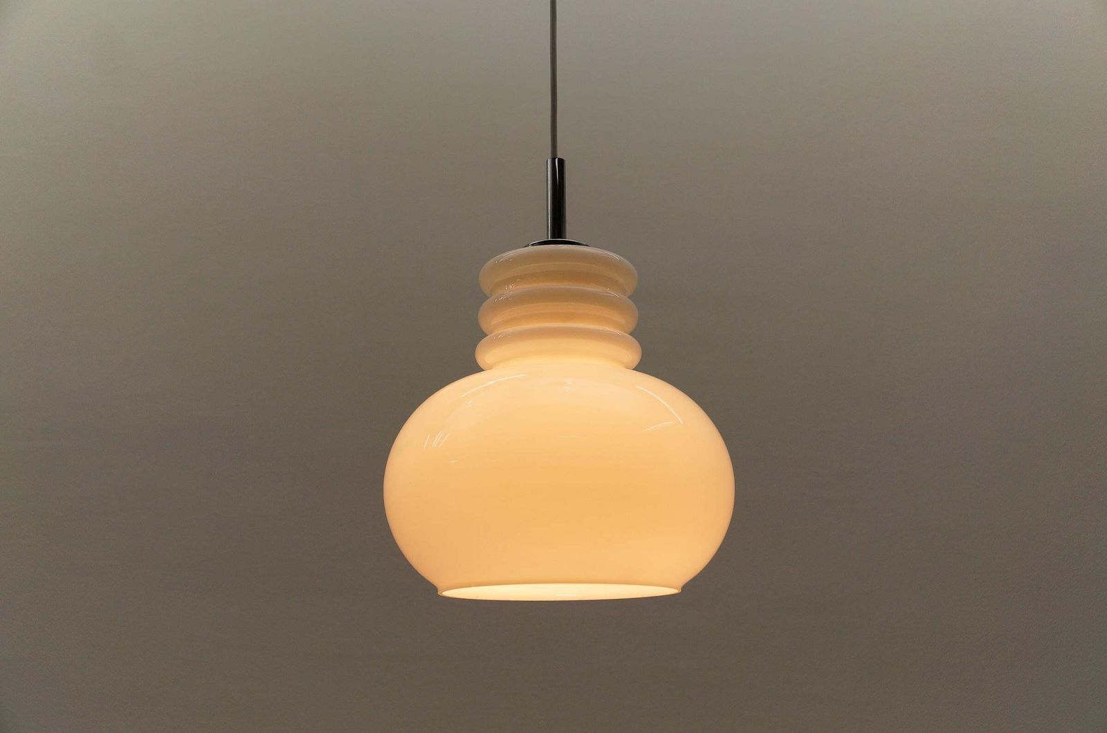 Lovely White Glass Ceiling Lamp By Peill & Putzler, 1960s photo vintage