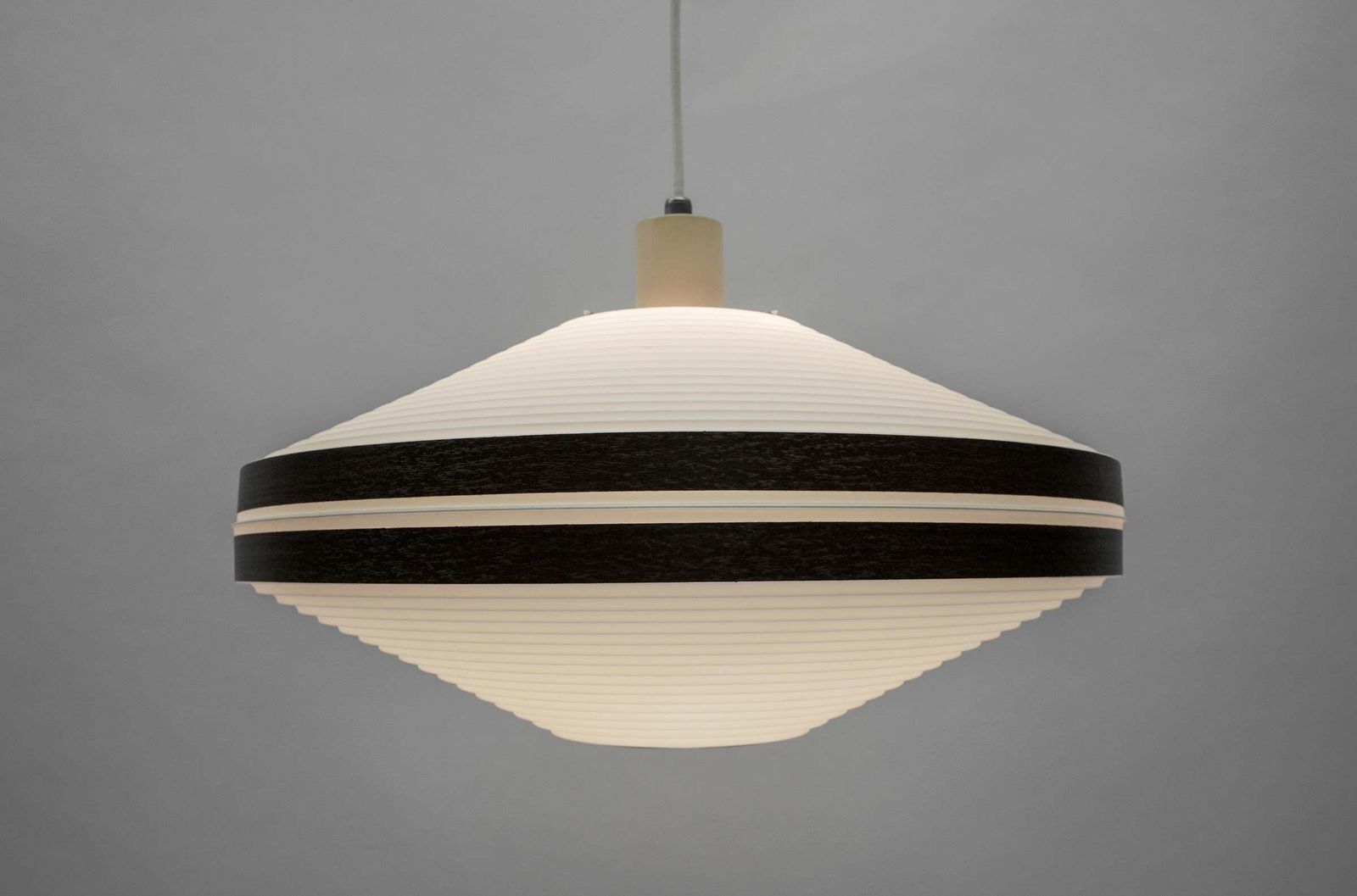 photo furniture Rare Brown & White Ufo Pendant Lamp By Aloys F. Gangkofner For Erco Leuchten