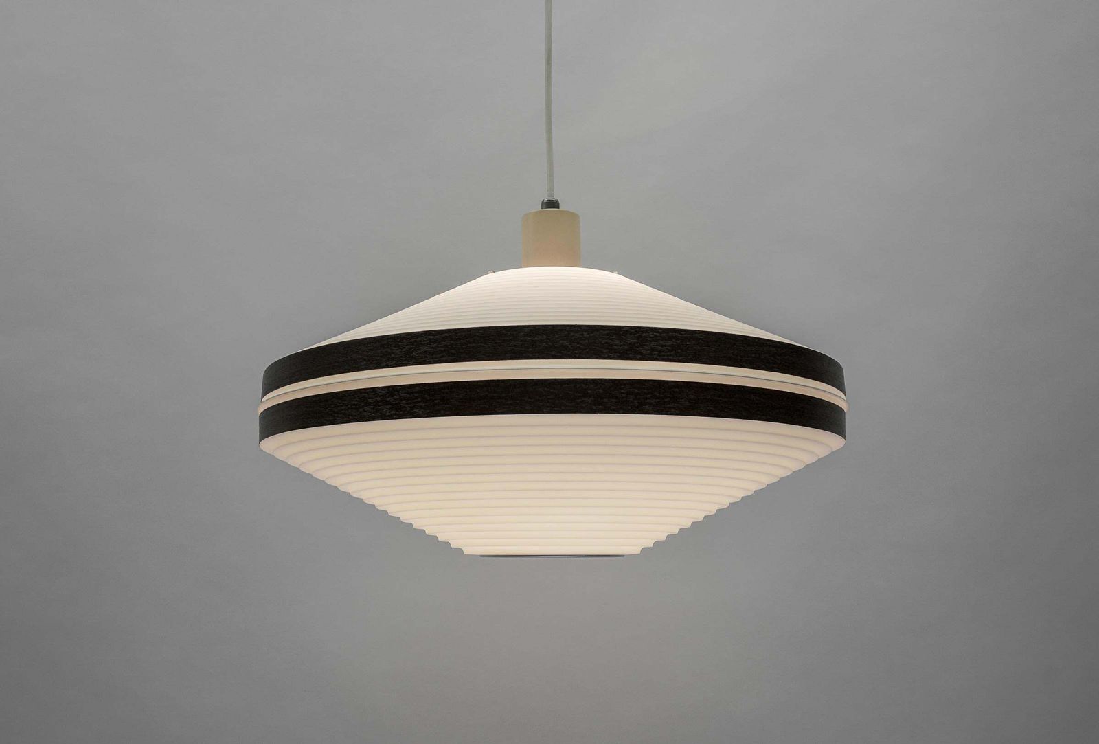 Lighting Rare Brown & White Ufo Pendant Lamp By Aloys F. Gangkofner For Erco Leuchten photo