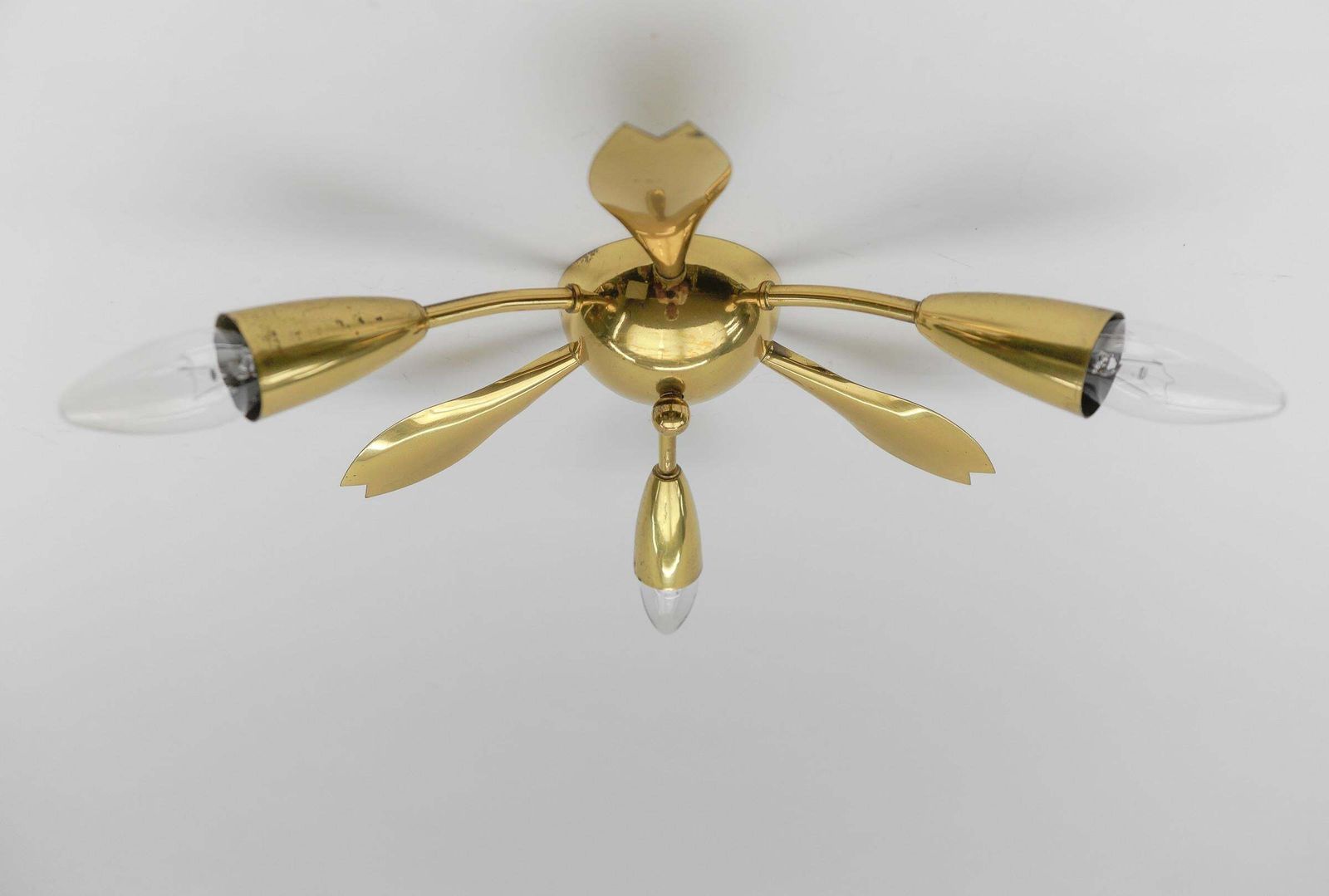 1. Of 4 Mid Century Modern 3 Armed Brass Sputnik Lamp, 1950s Austria photo furniture