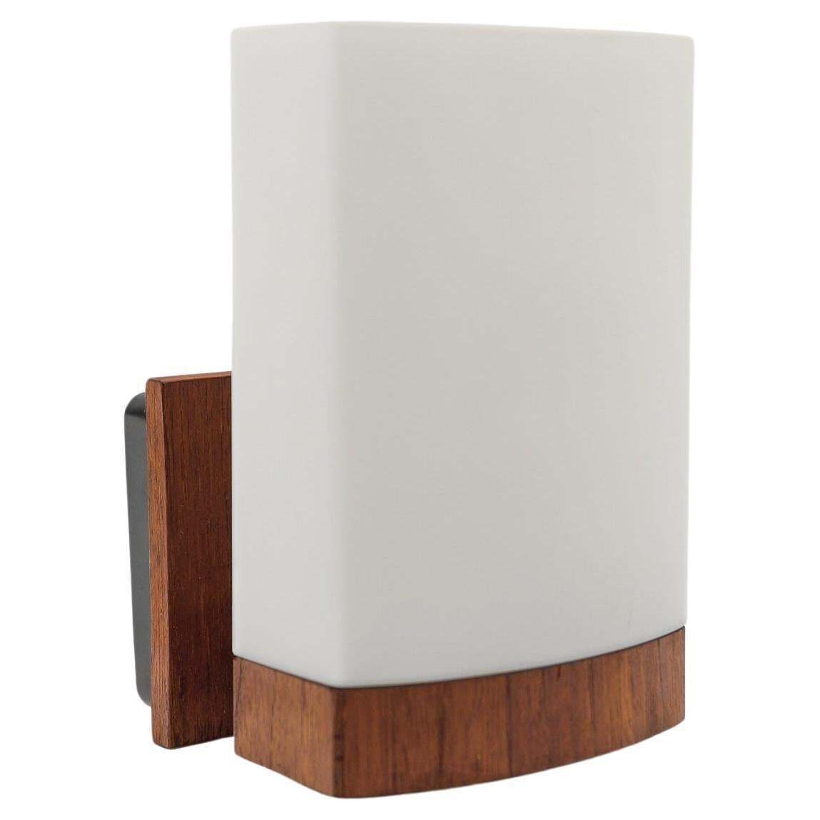 Teak And Opaline Glass Wall Lamp By Kaiser Leuchten, 1960s