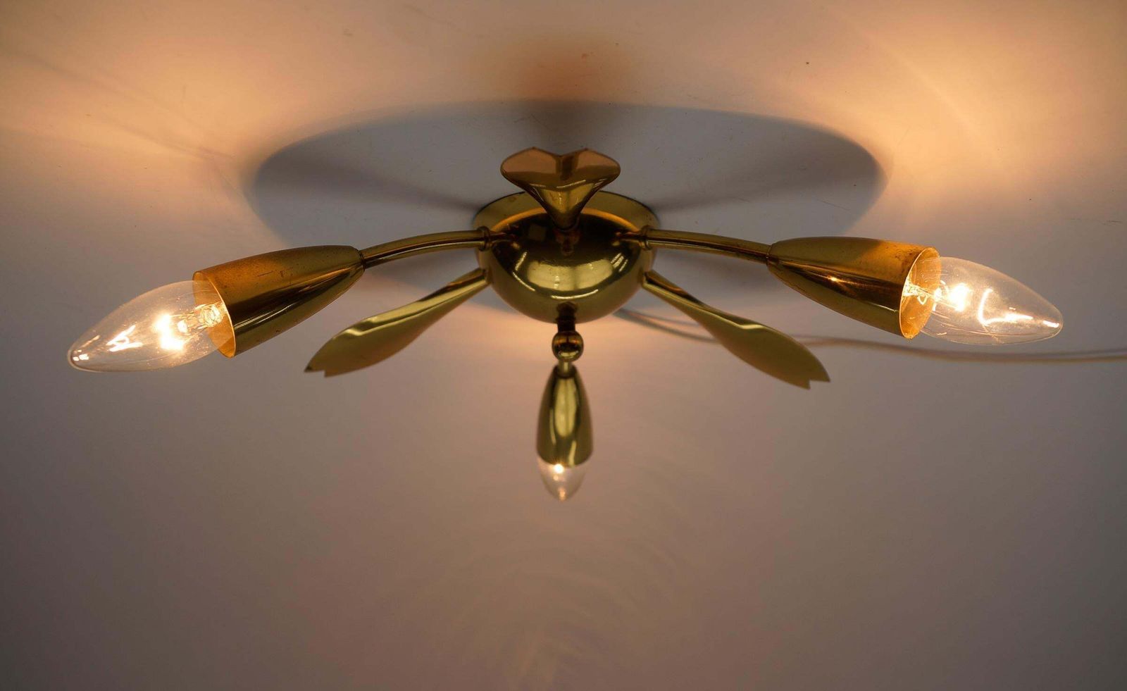 4. Of 4 Mid Century Modern 3 Armed Brass Sputnik Lamp, 1950s Austria photo buy