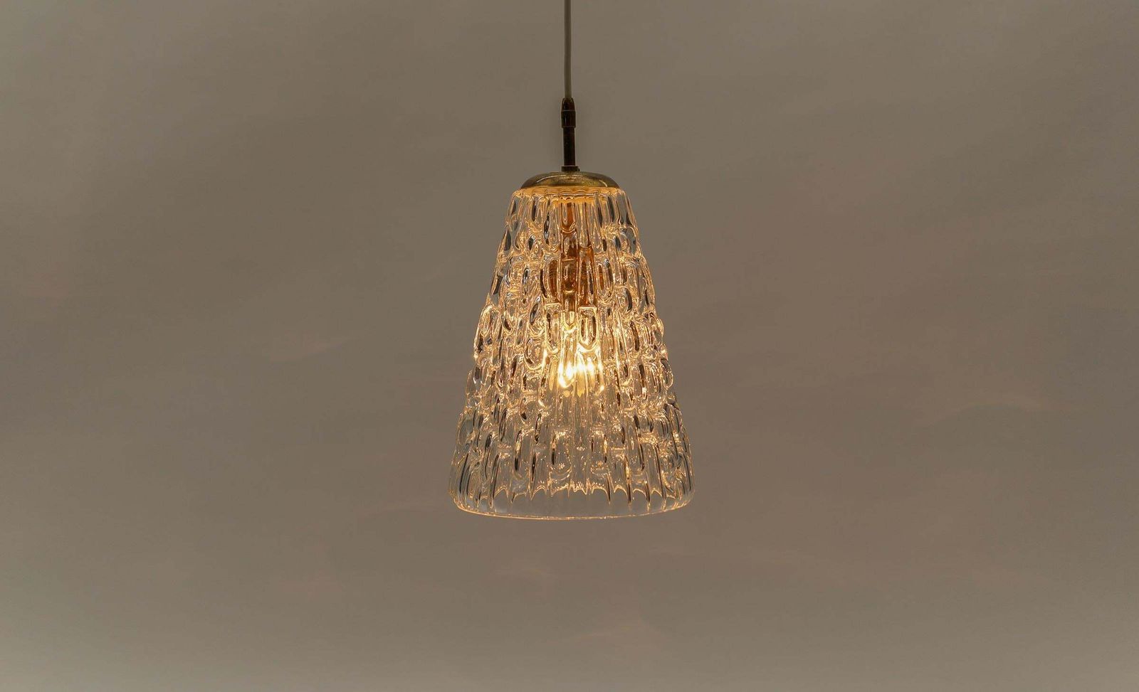 Lovely Mid Century Modern Brass & Bubble Glass Pendant Lamp By Rupert Nikoll photo vintage