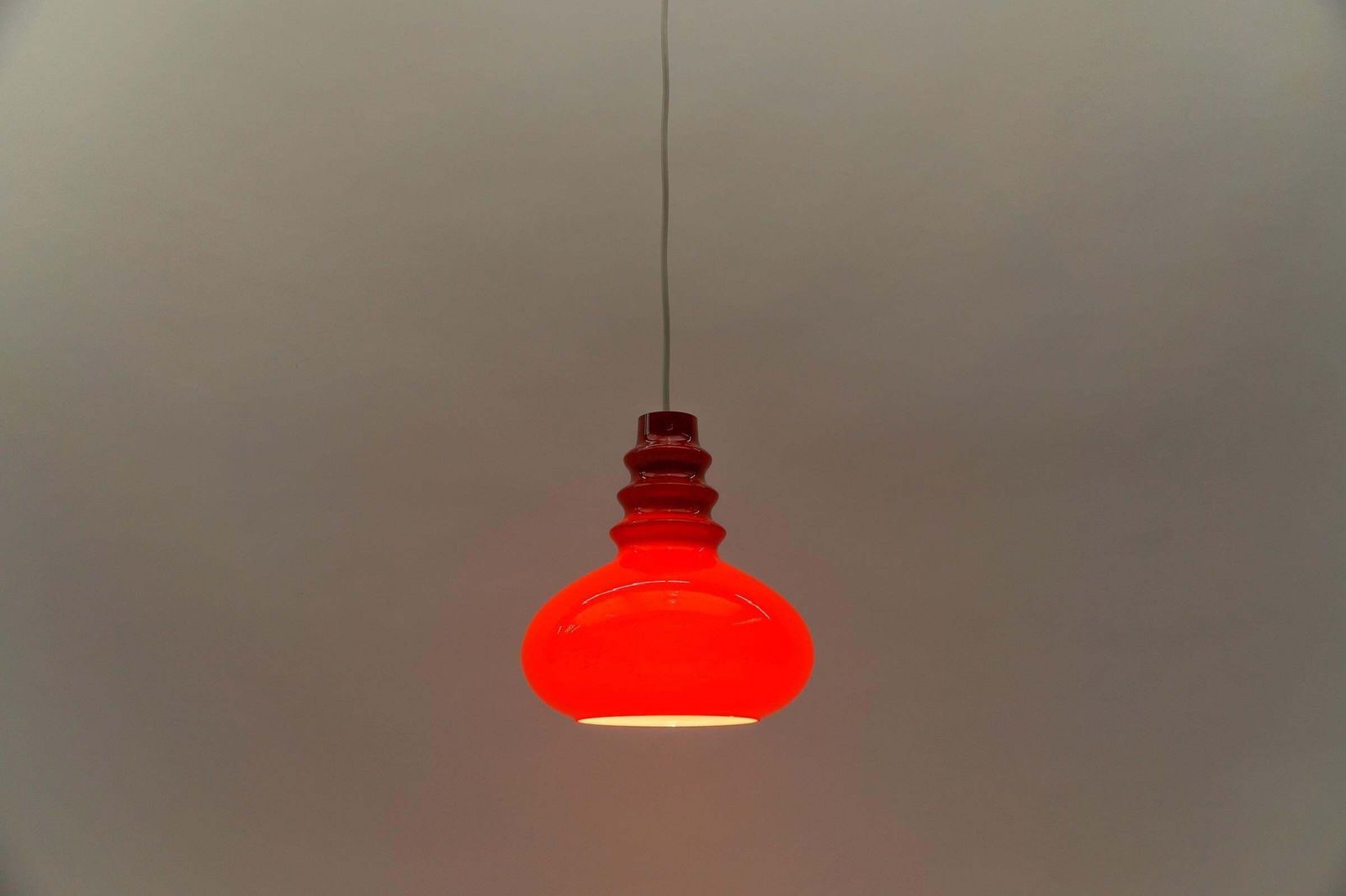 Lovely Lipstick Red Glass Ceiling Lamp By Peill & Putzler, 1960s photo vinterior