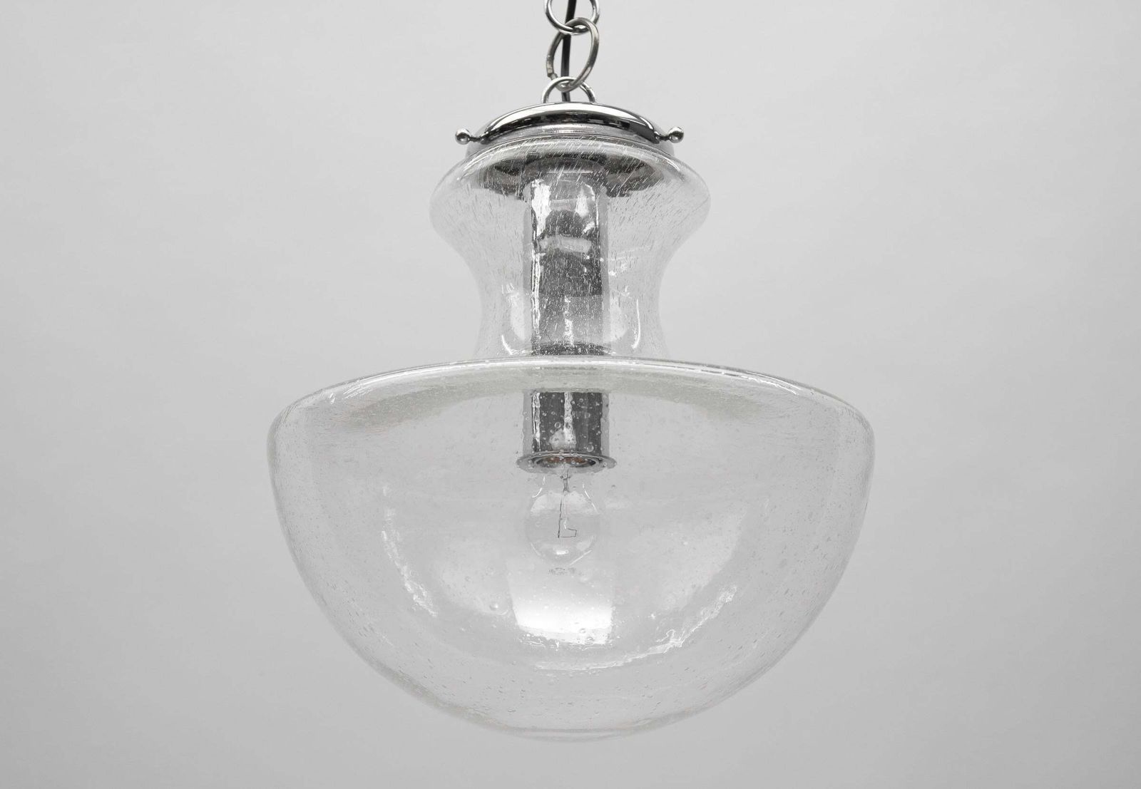 Mid Century Modern Chrome & Bubble Glass Pendant Lamp, 1960s Germany photo 425.0