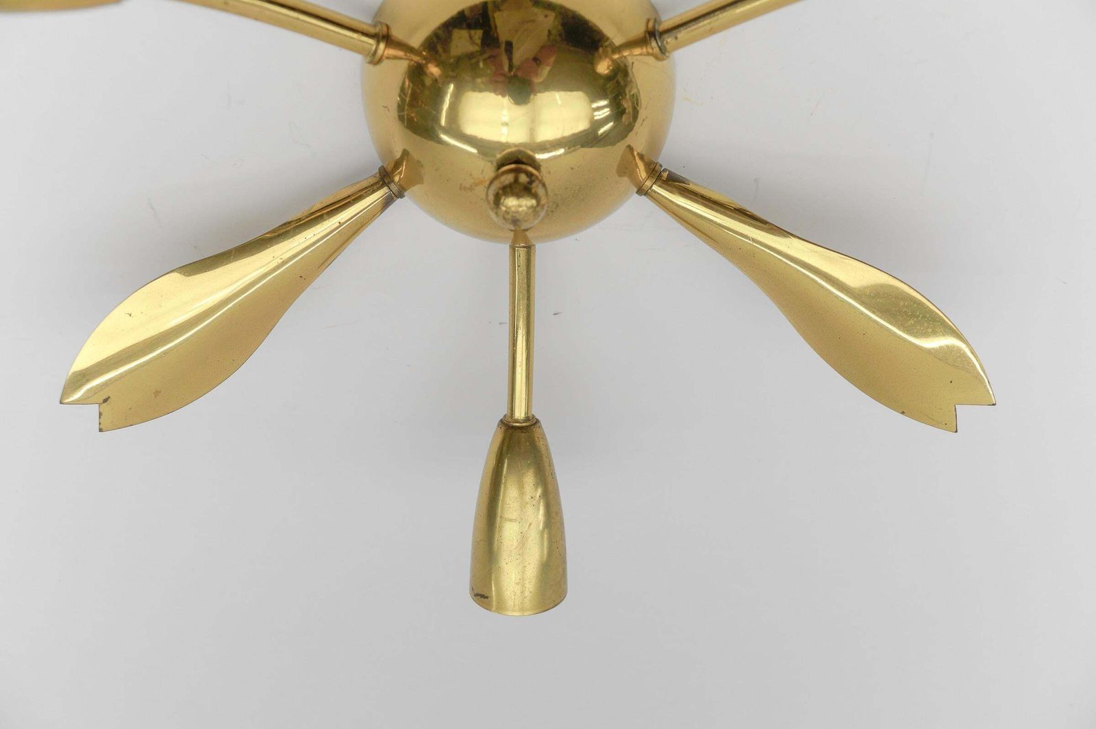 photo for sale 2. Of 4 Mid Century Modern 3 Armed Brass Sputnik Lamp, 1950s Austria
