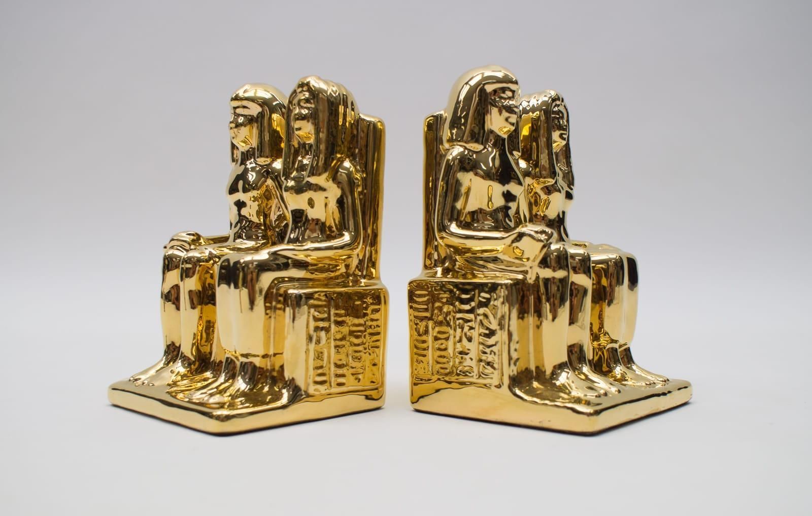 Pair Of Egyptian Hollywood Regency Ceramic Bookends By Bellini, Italy 1970s photo furniture