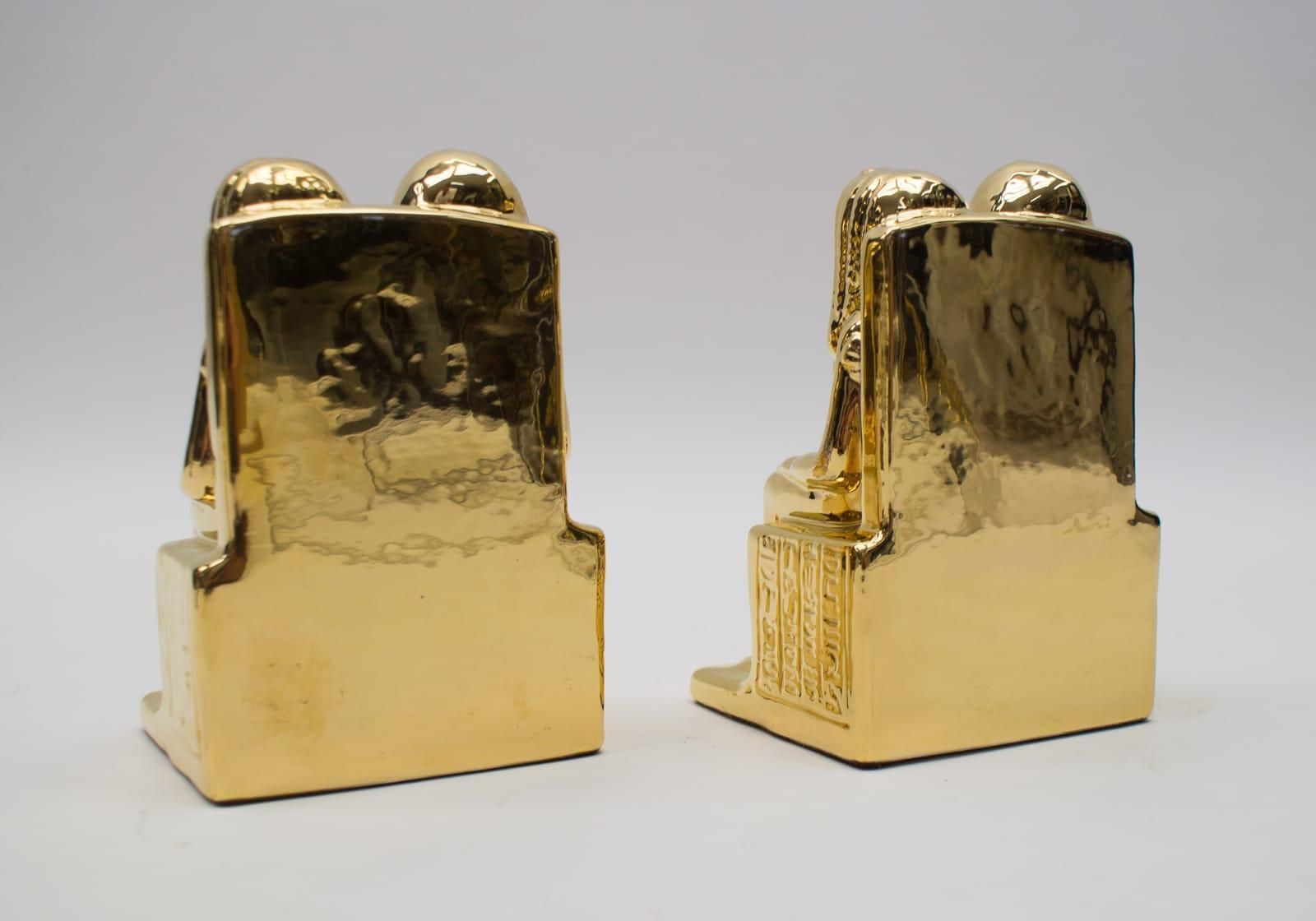 Pair Of Egyptian Hollywood Regency Ceramic Bookends By Bellini, Italy 1970s photo vinterior