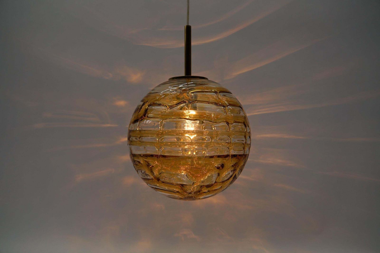 Beautiful Yellow Murano Glass Ball Pendant Lamp By Doria,   1960s Germany photo buy