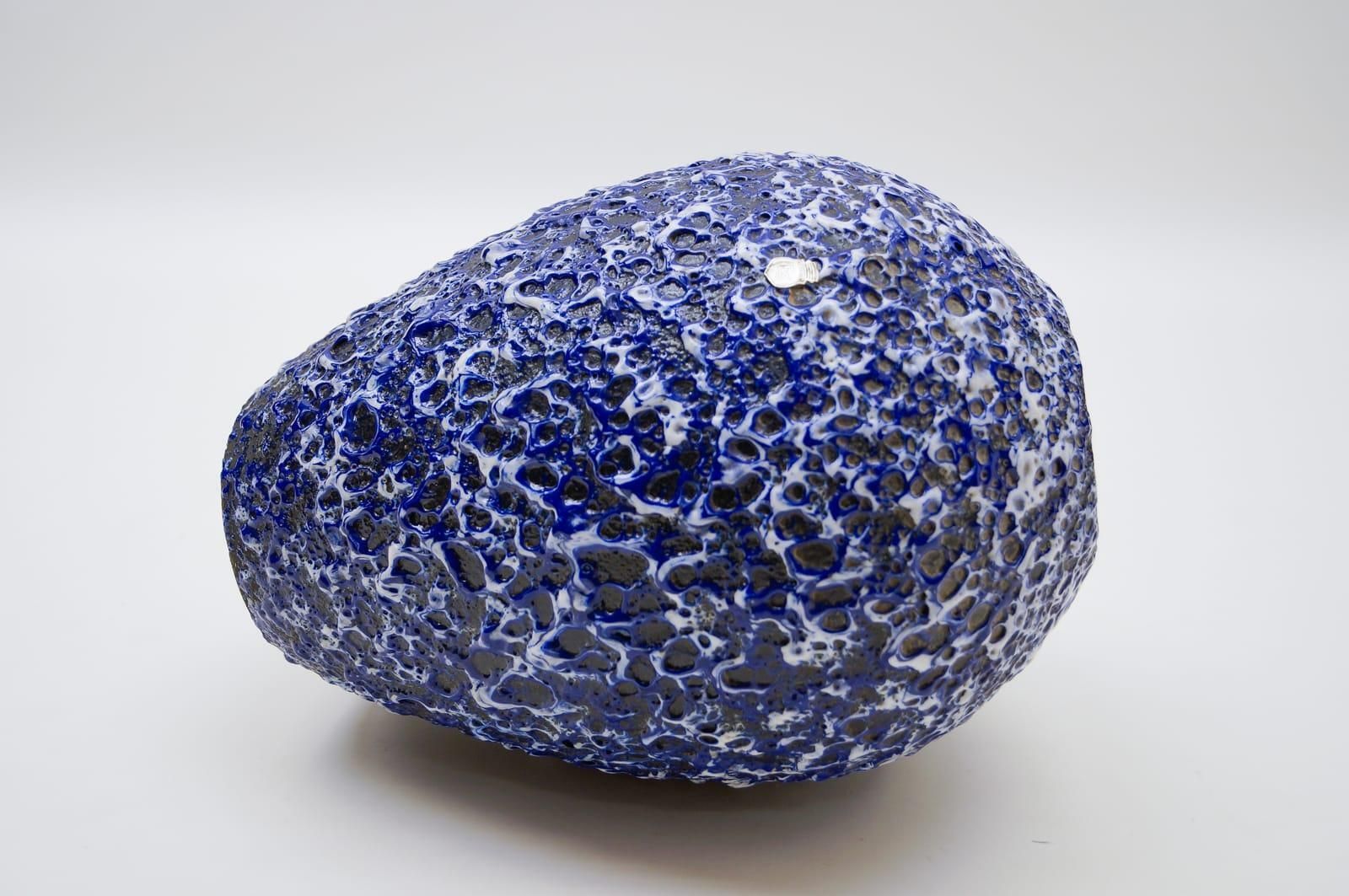 Very Rare Awesome Huge Blue And White Fat Lava Vase By Es Keramik, Germany 1950s photo 679.0