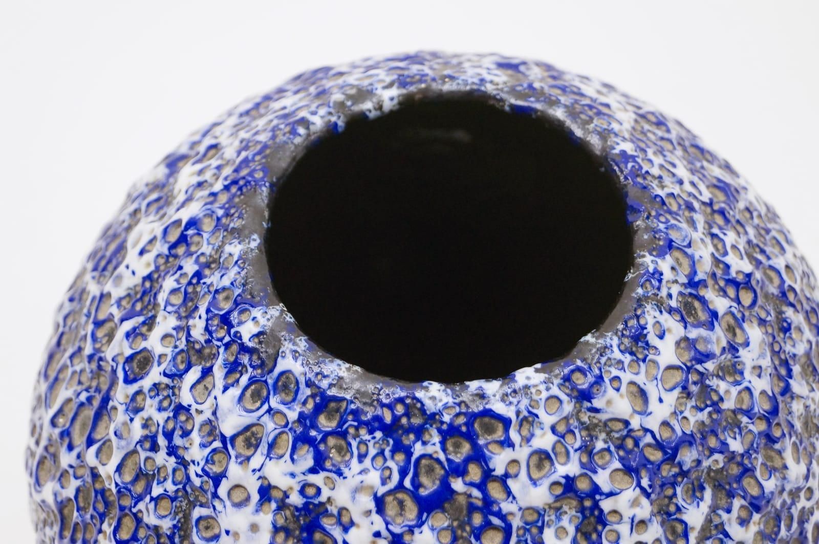 photo furniture Very Rare Awesome Huge Blue And White Fat Lava Vase By Es Keramik, Germany 1950s