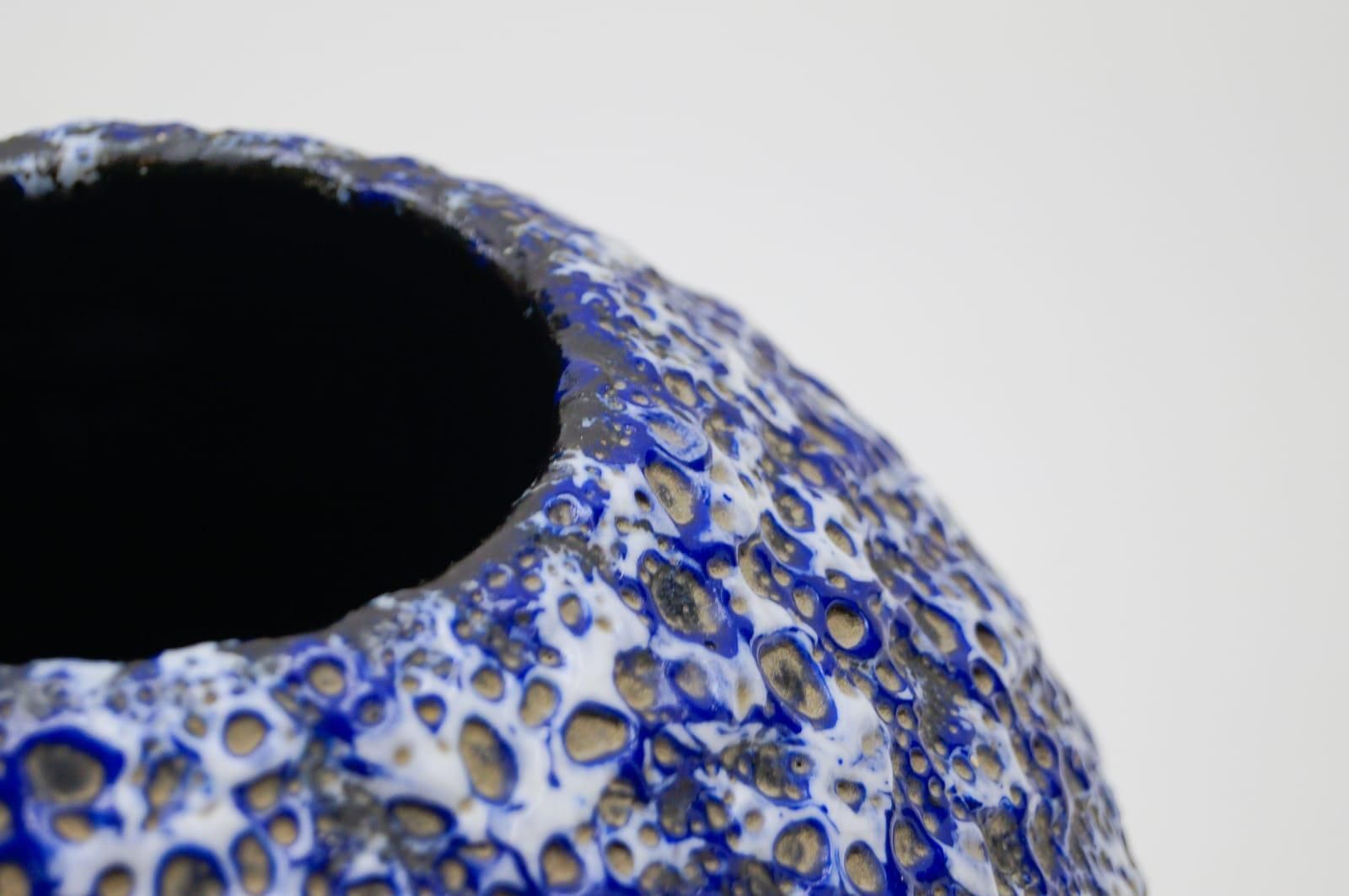 Home Decor Very Rare Awesome Huge Blue And White Fat Lava Vase By Es Keramik, Germany 1950s photo