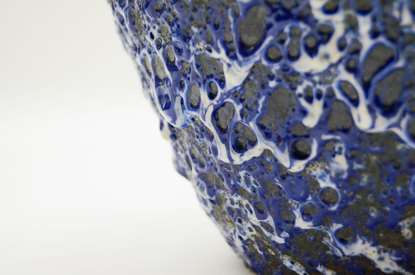 photo vinterior Very Rare Awesome Huge Blue And White Fat Lava Vase By Es Keramik, Germany 1950s