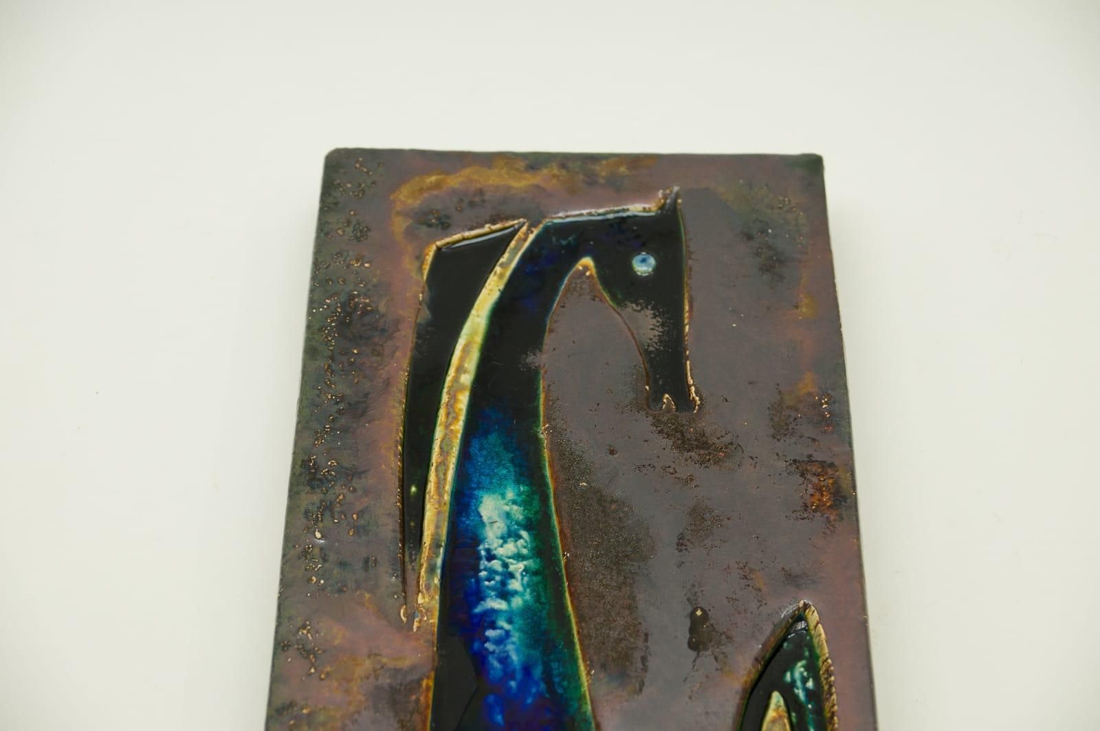 Large Artist Ceramic Wall Plate With Horse Motif By Helmut Schäffenacker / Ulm photo buy