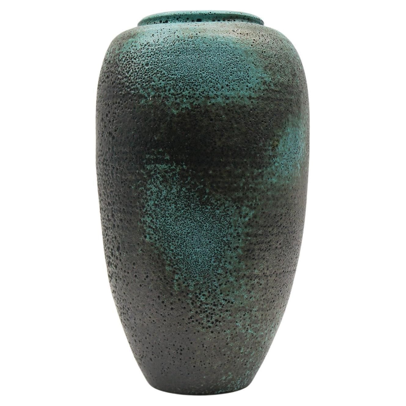Huge Green Studio Ceramic Floor Vase By Wilhelm & Elly Kuch, 1960s, Germany