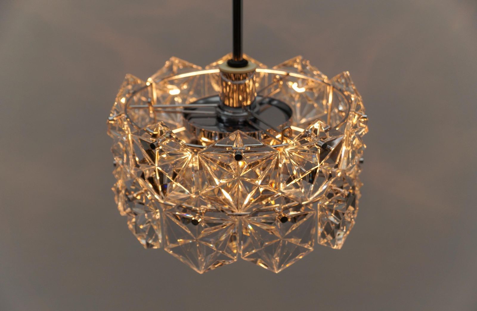 photo for sale Stunning Chandelier Made Of Chrome And Crystal Glass By Kinkeldey, 1970s Germany