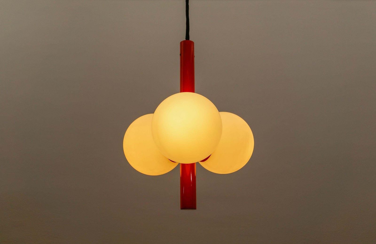 Orange Mid Century Modern Sputnik Pendant Lamp By Kaiser Leuchten, Germany 1960s photo vintage