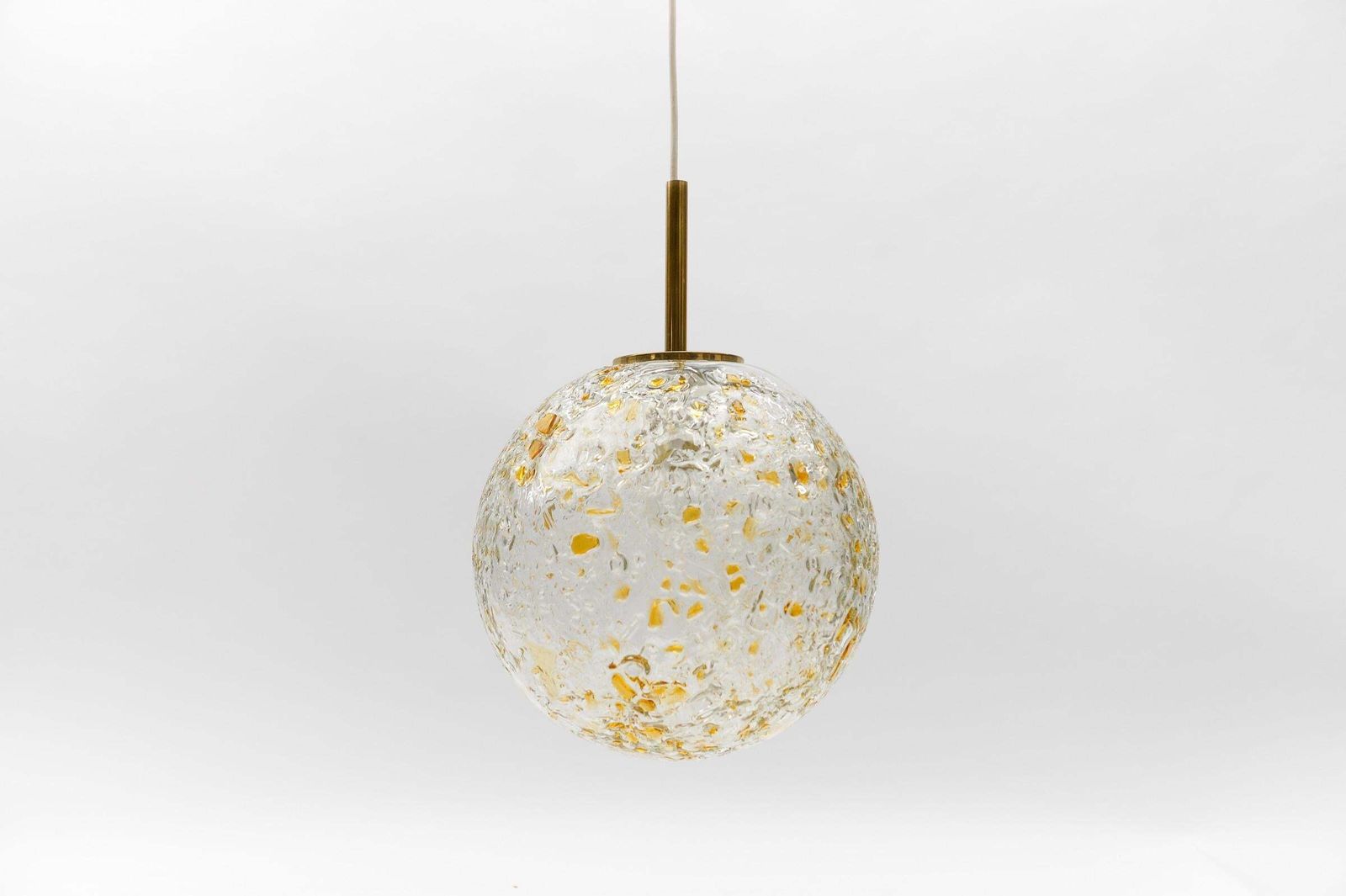 Lovely Mid Century Modern Glass Ball Pendant Lamp By Doria, 1960s Germany photo for sale