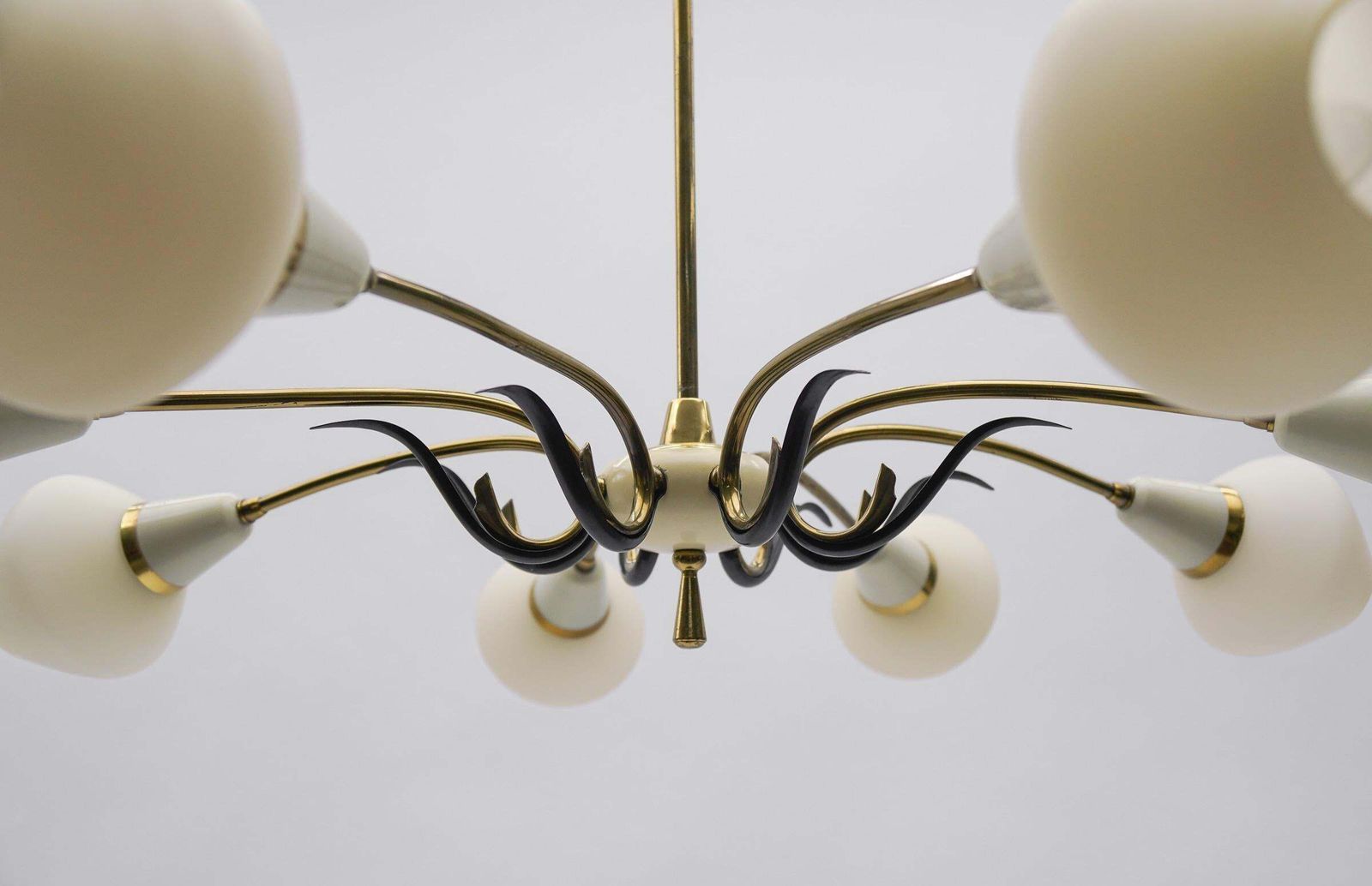 Ceiling 8 Light Sputnik Lamp In The Style Of Arteluce, Italy 1950s photo vintage