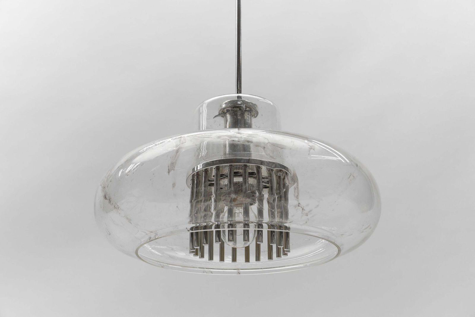 Mid Century Modern Chrome & Glass Pendant Lamp By Doria, 1960s Germany photo buy