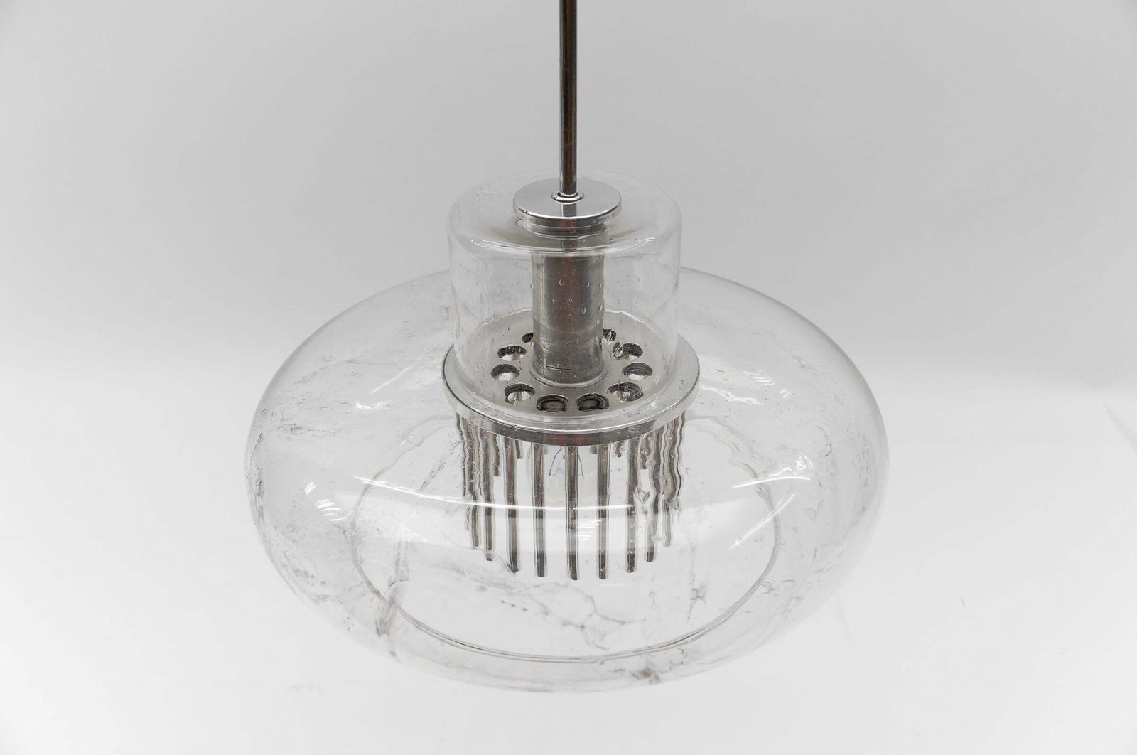 photo furniture Mid Century Modern Chrome & Glass Pendant Lamp By Doria, 1960s Germany
