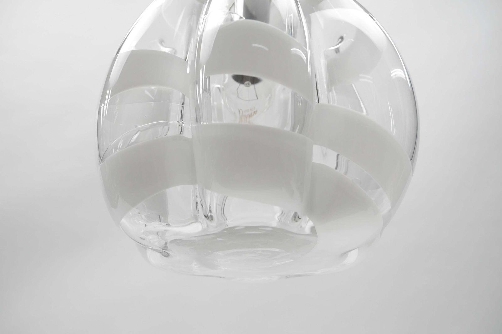 Lighting Mid Century Modern Chrome & Murano Glass Pendant Lamp By Doria, 1960s Germany photo