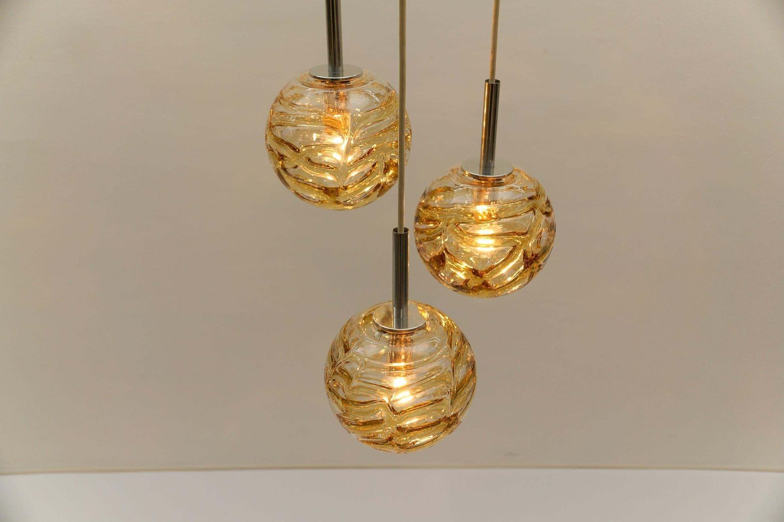 photo furniture Lovely Yellow Murano Glass Ball Pendant Cascading Lamp By Doria,   1960s Germany