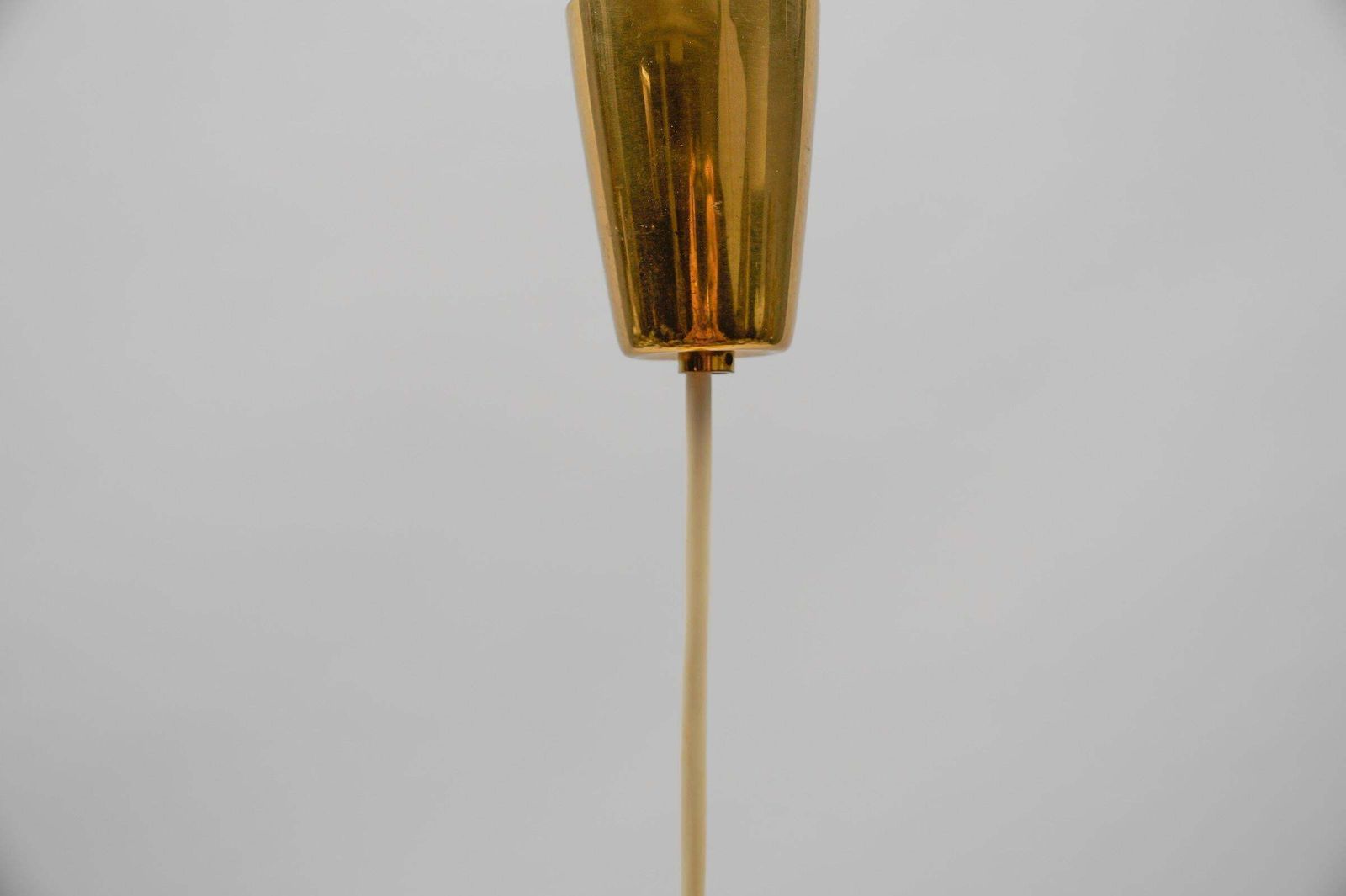 photo for sale Huge J.T. Kalmar Yellow Tinted Glass Pendant Lamp With Leather, Austria 1970s