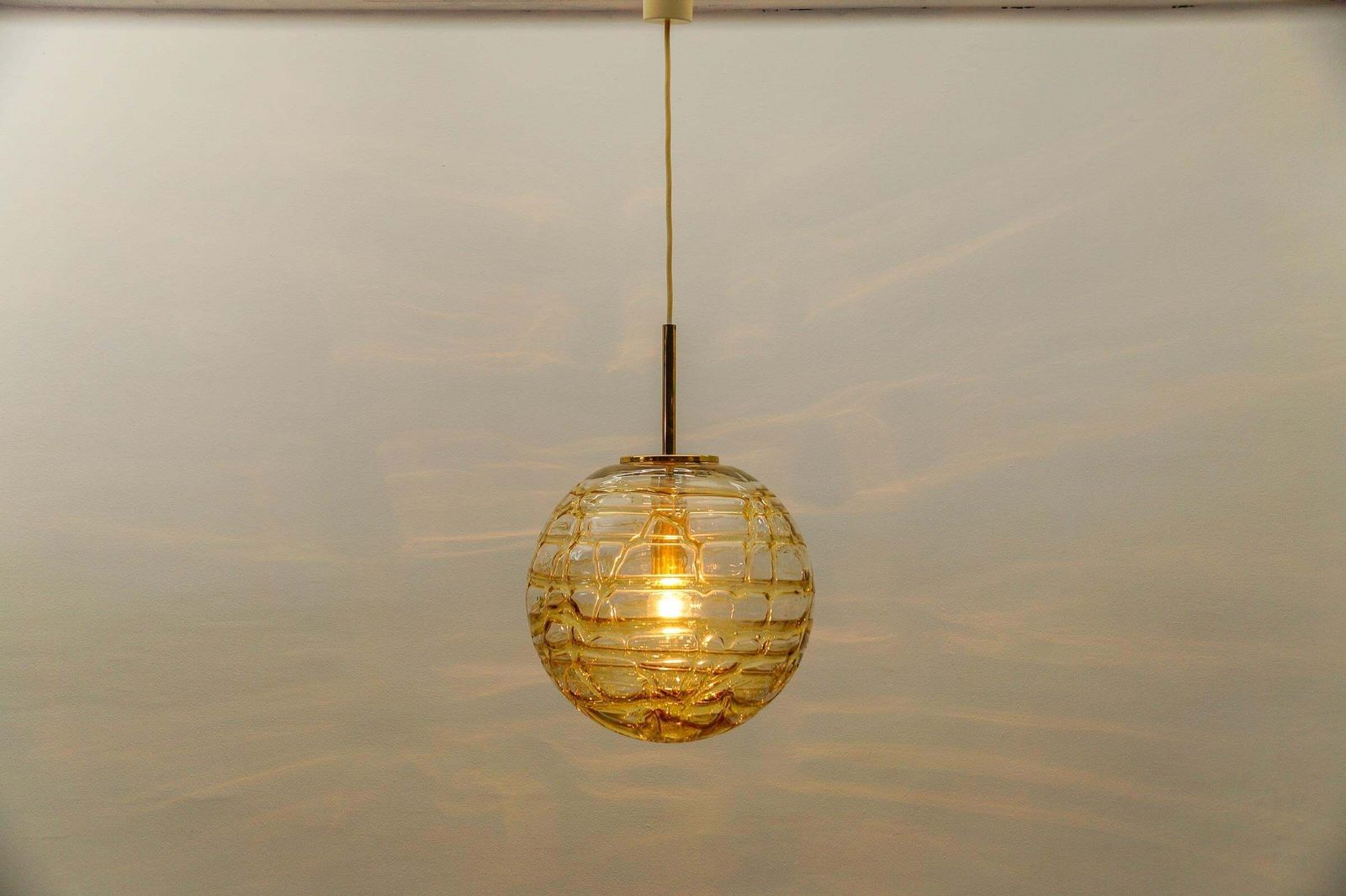 Lovely Yellow Murano Glass Ball Pendant Lamp By Doria,   1960s Germany photo 977.0