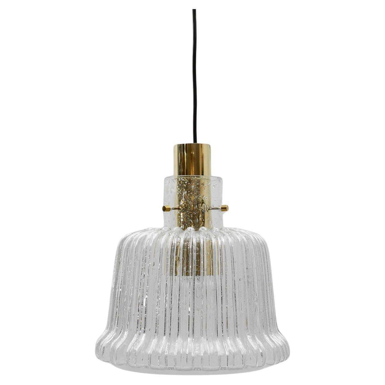 Brass And Crystal Glass Ceiling Lamp By Limburg, Germany 1960s