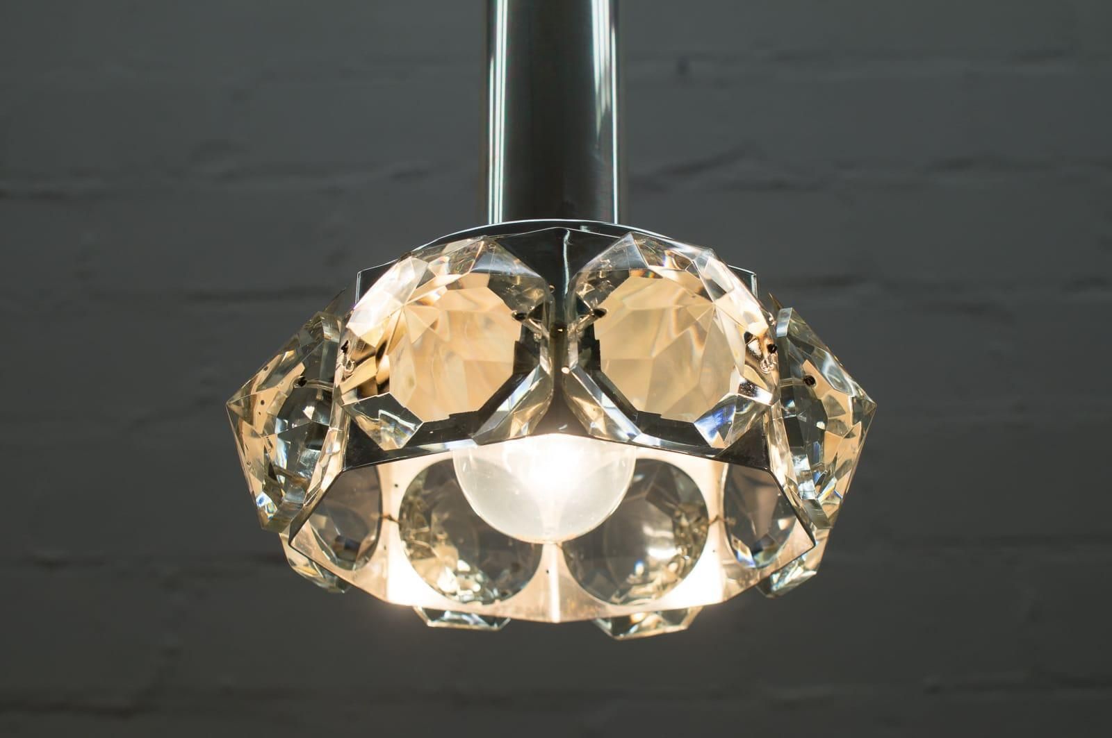 Lovely Bakalowits & Söhne Ceiling Lamp With Large Glass Diamonds, 1970s photo vintage