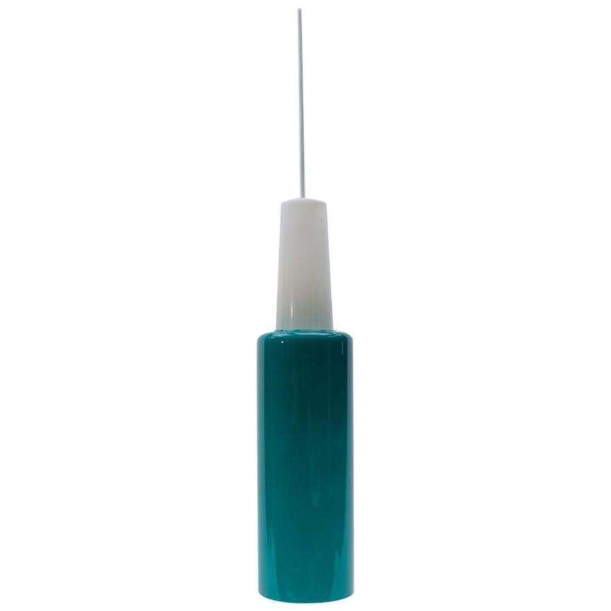 Rare Cylindrical Lamp In Petroleum Colored Milk Glass, 1960s