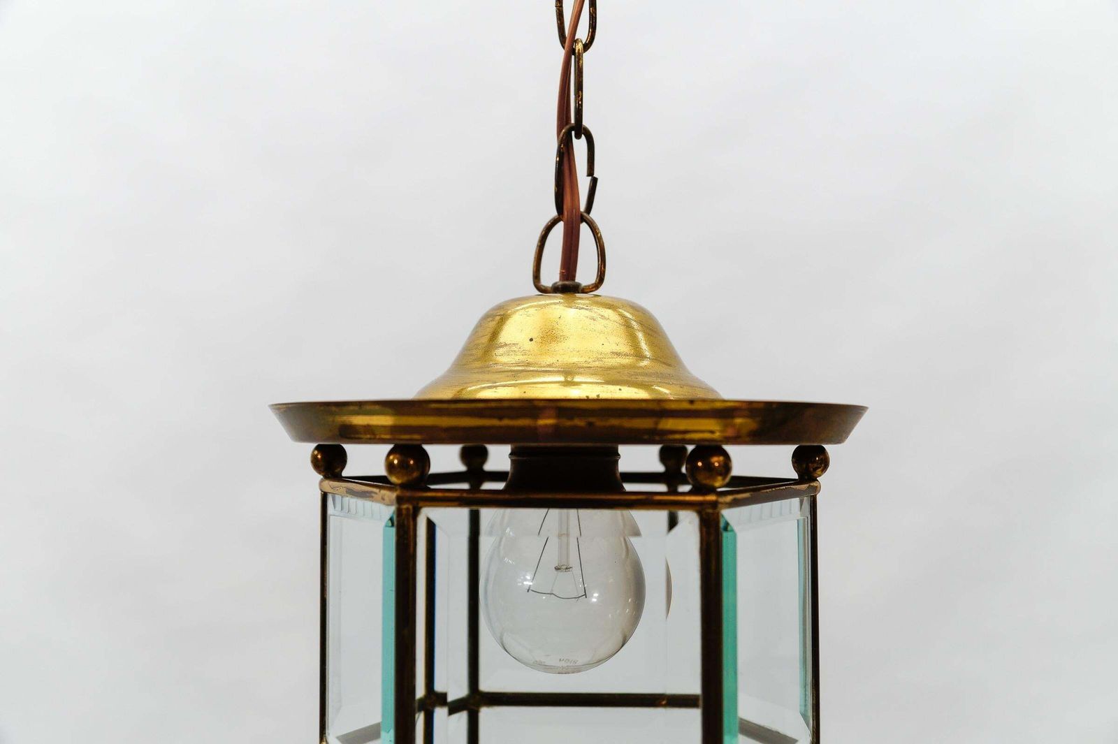 photo vintage Awesome Adolf Loos Lobmeyr Light Cut Glass And Brass, Austria 1930s