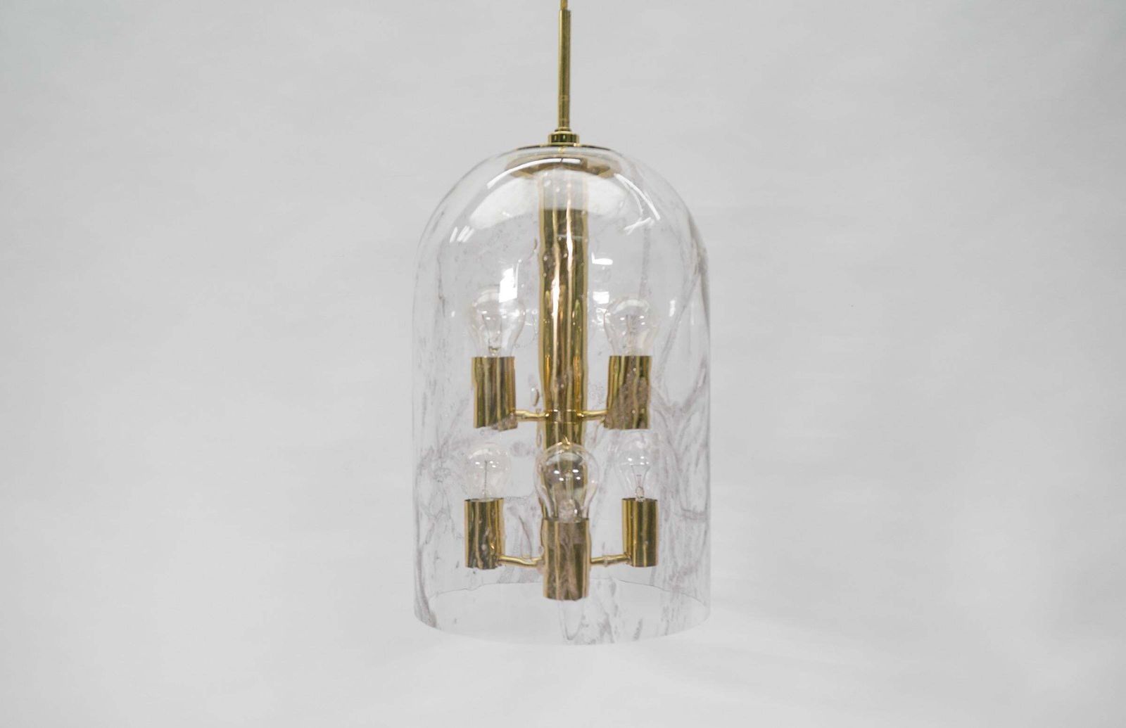 Lovely Large Hand Blown Glass Lamp With Six Lights By Doria, 1960s Germany photo for sale