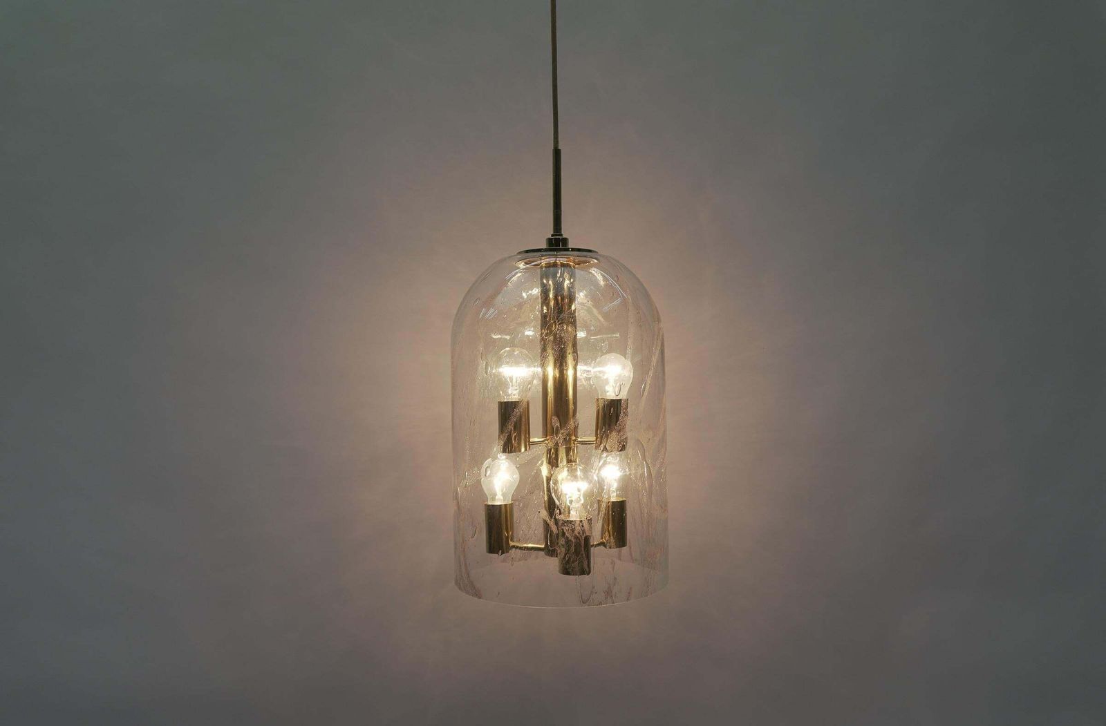 Lovely Large Hand Blown Glass Lamp With Six Lights By Doria, 1960s Germany photo vinterior