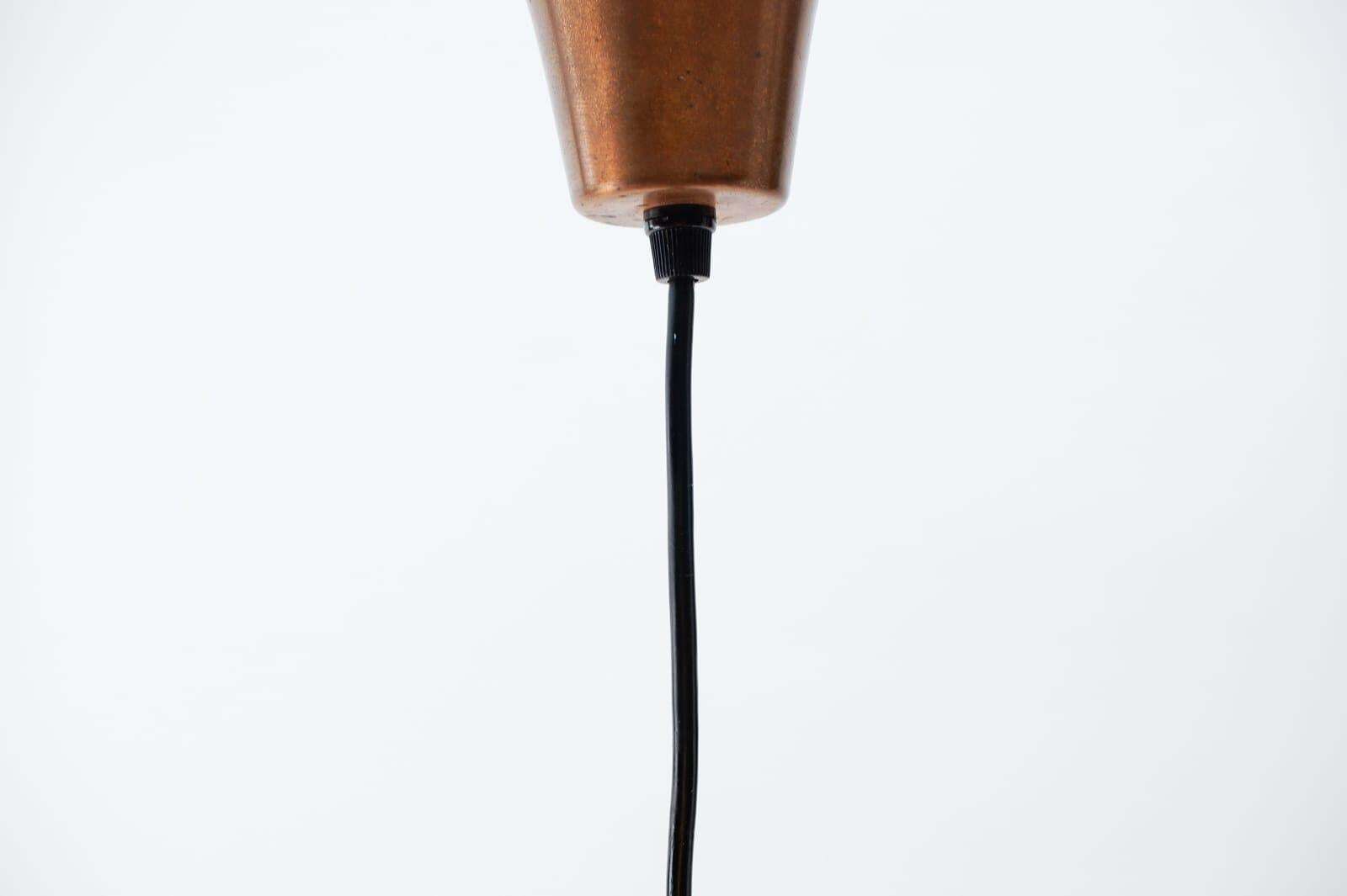 photo vinterior Pair Of Scandinavian Mid Century Modern Ceiling Lamps In Teak Wood And Copper
