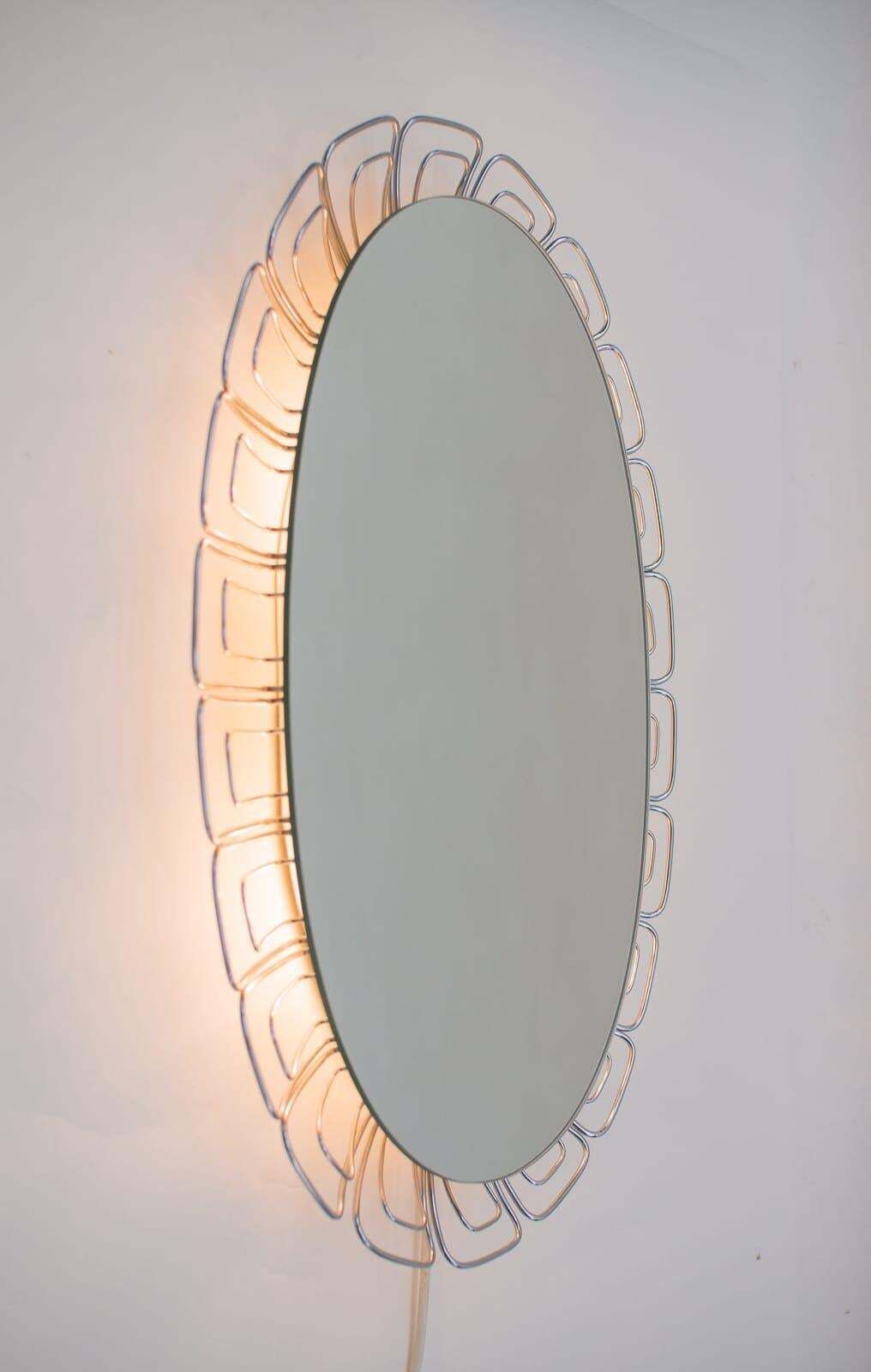 Wire Backlight Mirror, 1970s Germany, In The Style Of Verner Panton Wire Series photo for sale
