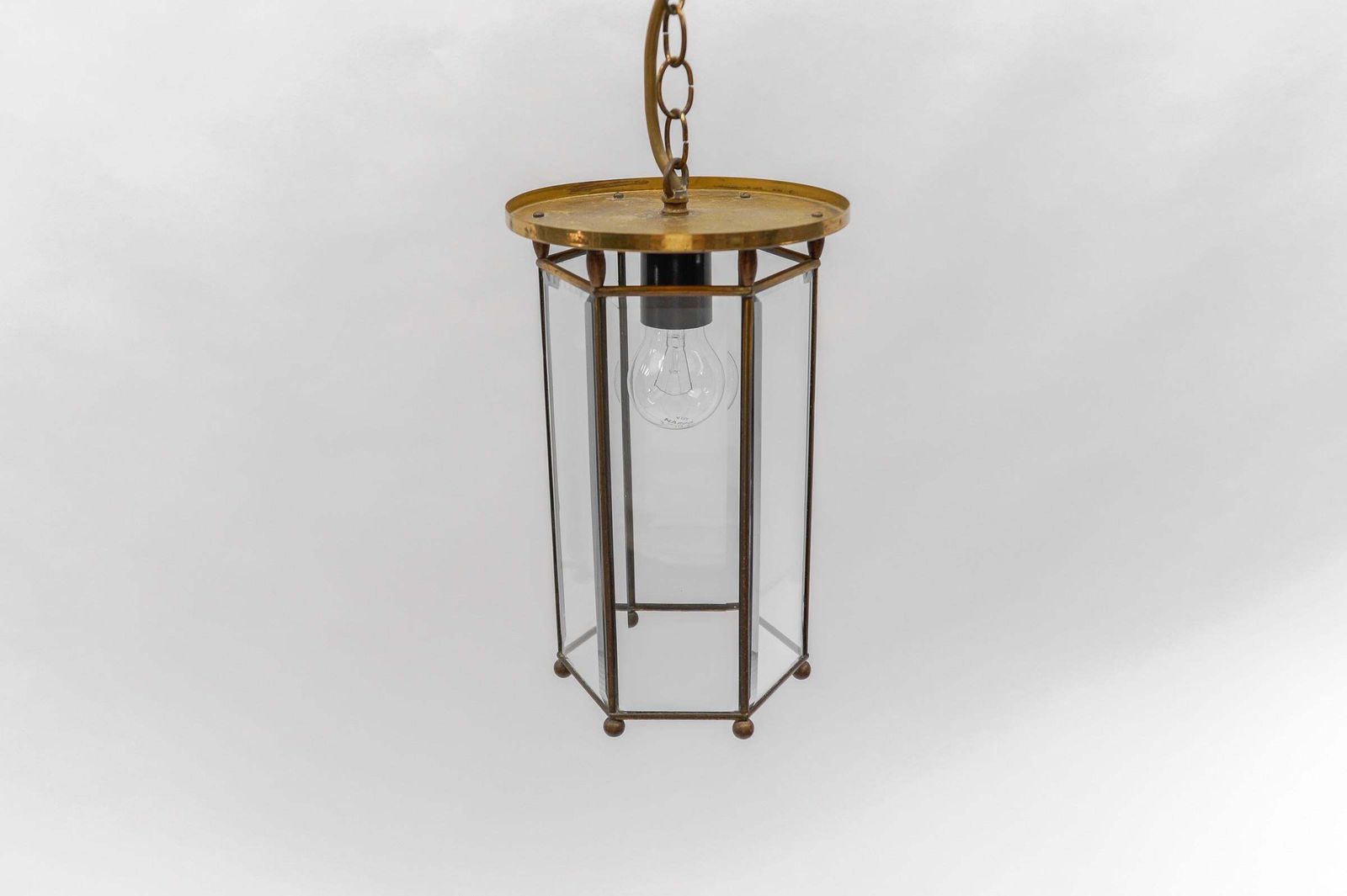 photo for sale Lovely Adolf Loos Lobmeyr Light Cut Glass And Brass, Austria 1930s
