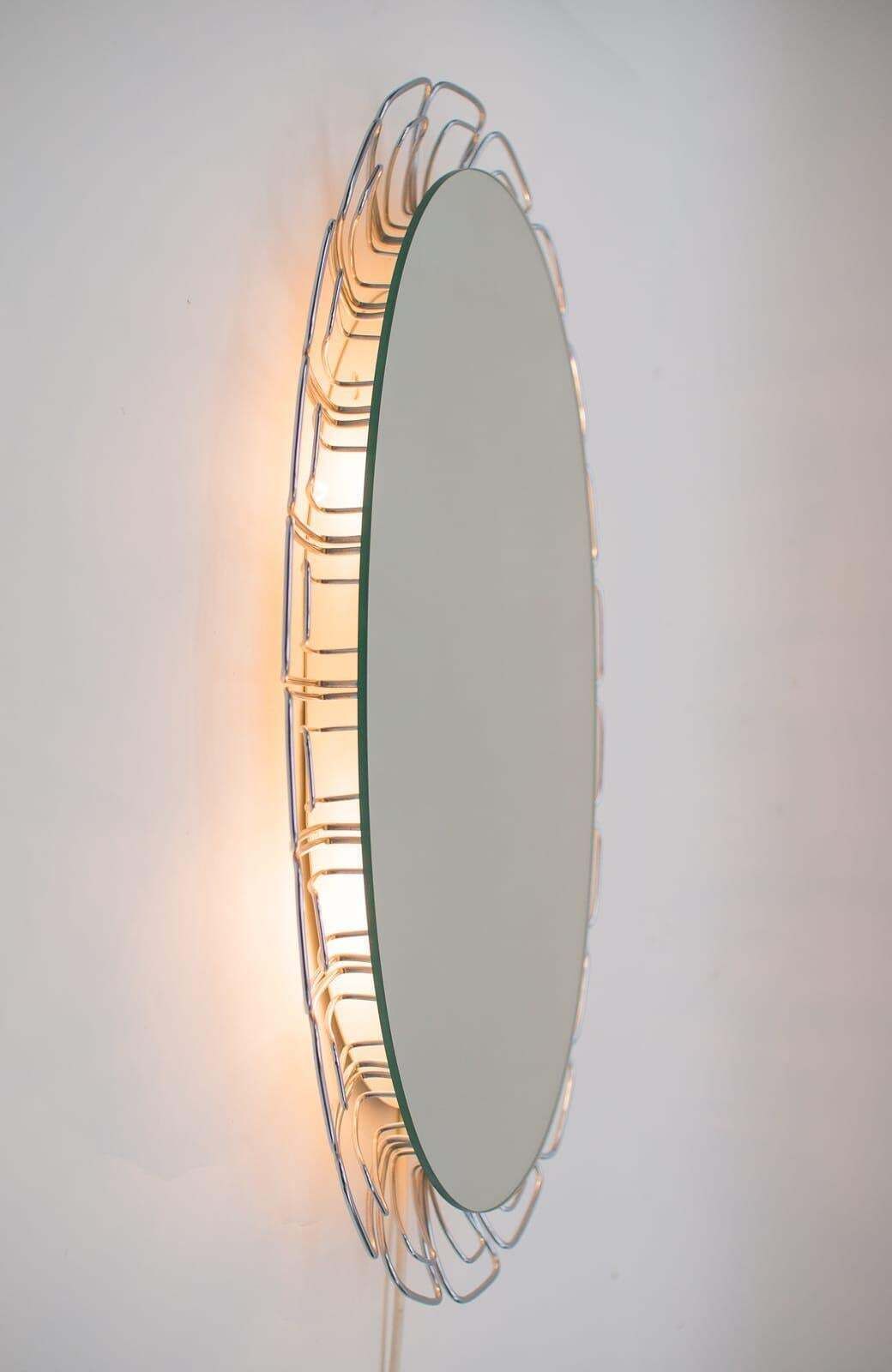 Wire Backlight Mirror, 1970s Germany, In The Style Of Verner Panton Wire Series photo vintage