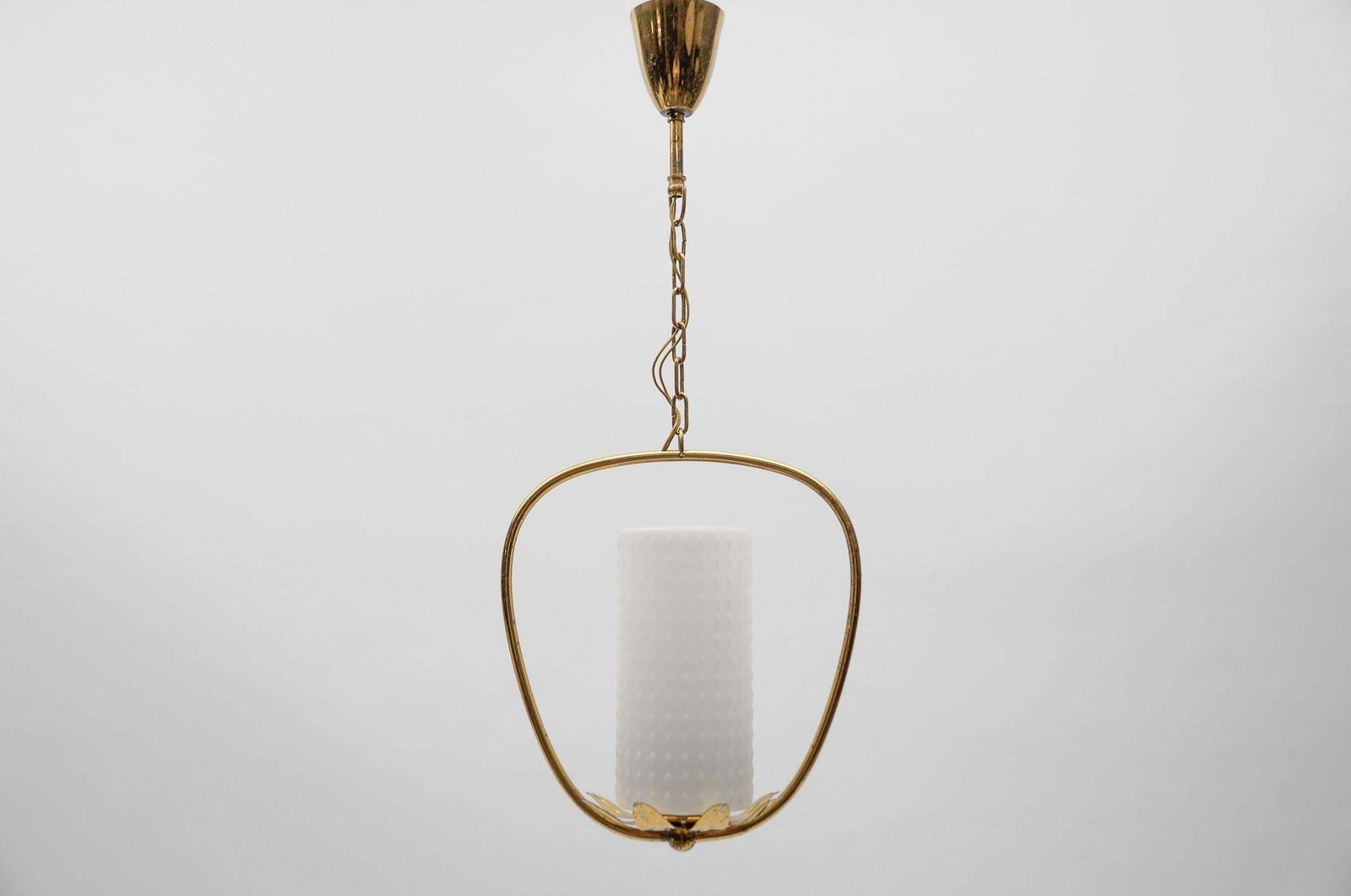 1. Of 2 Mid Century Modern Brass & Bubble Opal Glass Pendant Lamp, 1960s Austria photo furniture