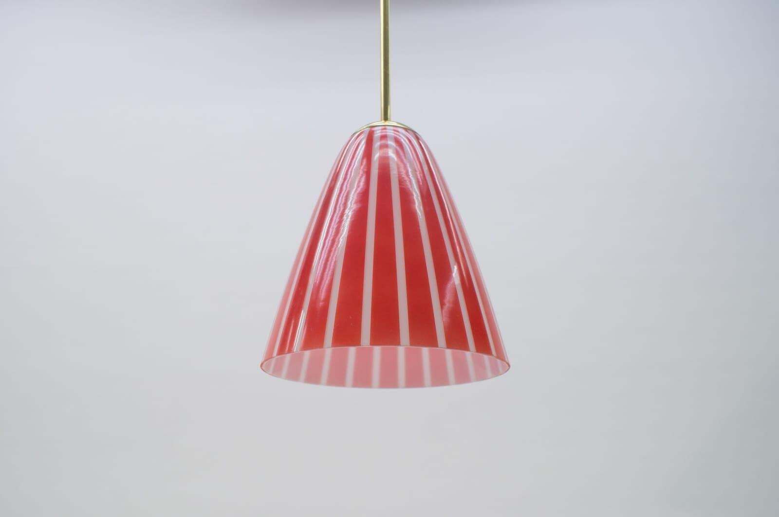 Elegant Mid Century Modern Pendant Lamp Made Of Brass And Glass, 1950s Austria photo furniture