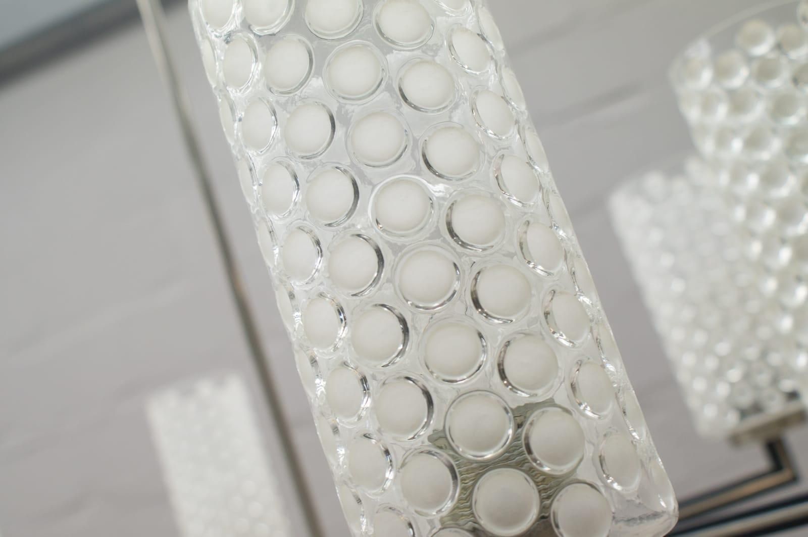 Rare Ceiling Lamp With 8 Bubbled Glass Shades, Kaiser Leuchten Germany, 1960s photo vinterior