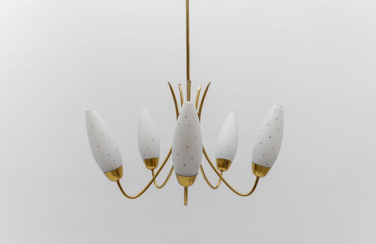 Awesome Brass Spider Lamp With Dotted Glass Shades, 1950s Italy photo 1359.0