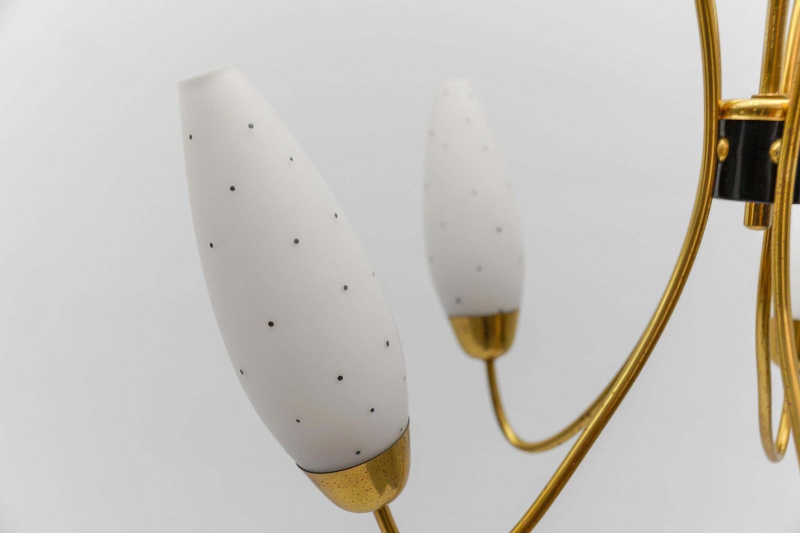 1359.0 Awesome Brass Spider Lamp With Dotted Glass Shades, 1950s Italy photo