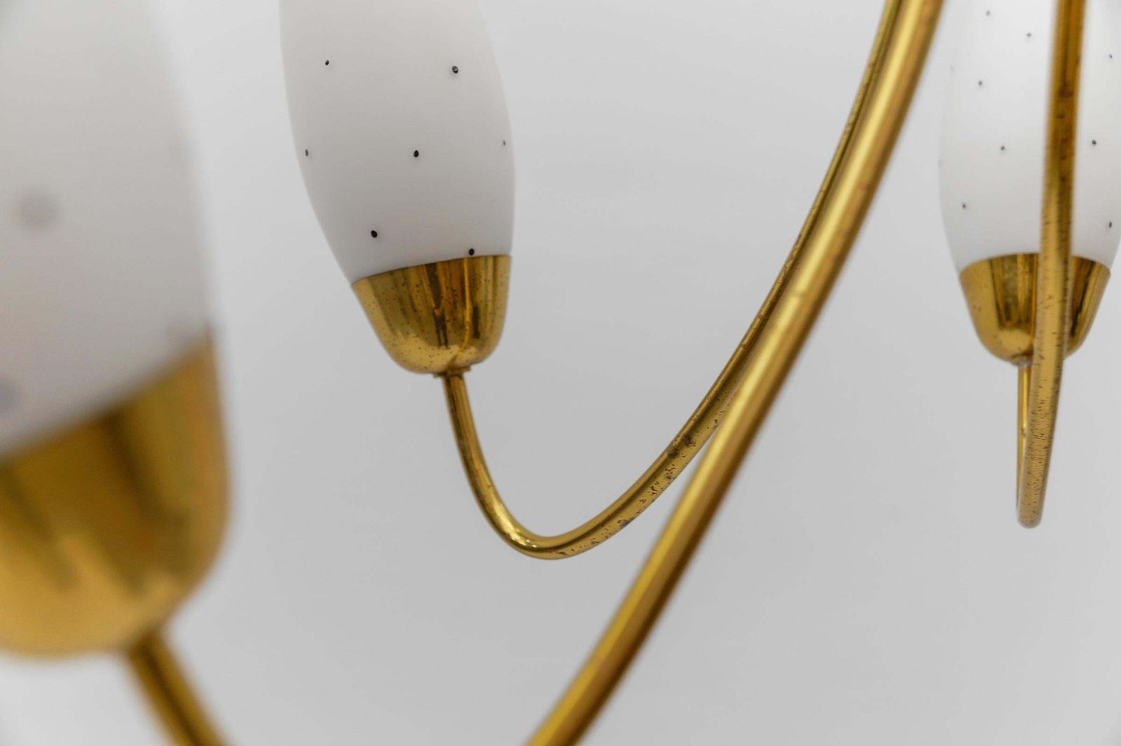 photo buy Awesome Brass Spider Lamp With Dotted Glass Shades, 1950s Italy