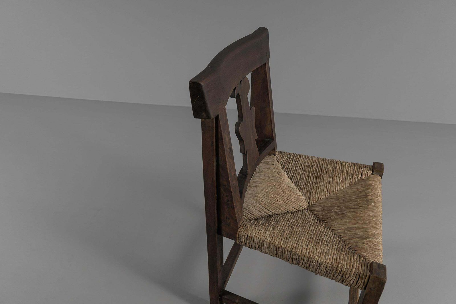 2038.0 Set Of 4 French Provincial Wood & Seagrass Chairs, 1960s Mid Century Modern photo
